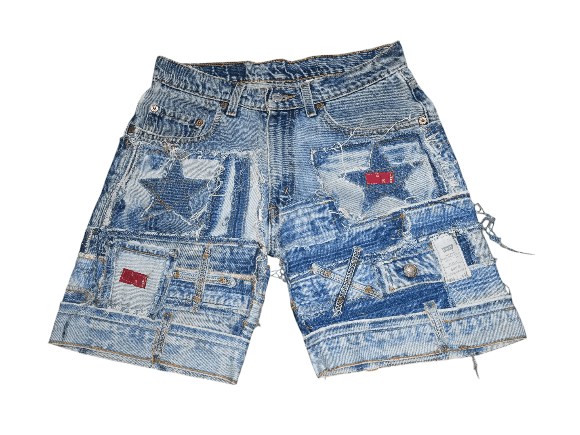 Levi's × Levi's Vintage Clothing × Vintage Levis 550 patchwork shorts rare design Size US 29 - 8 Thumbnail