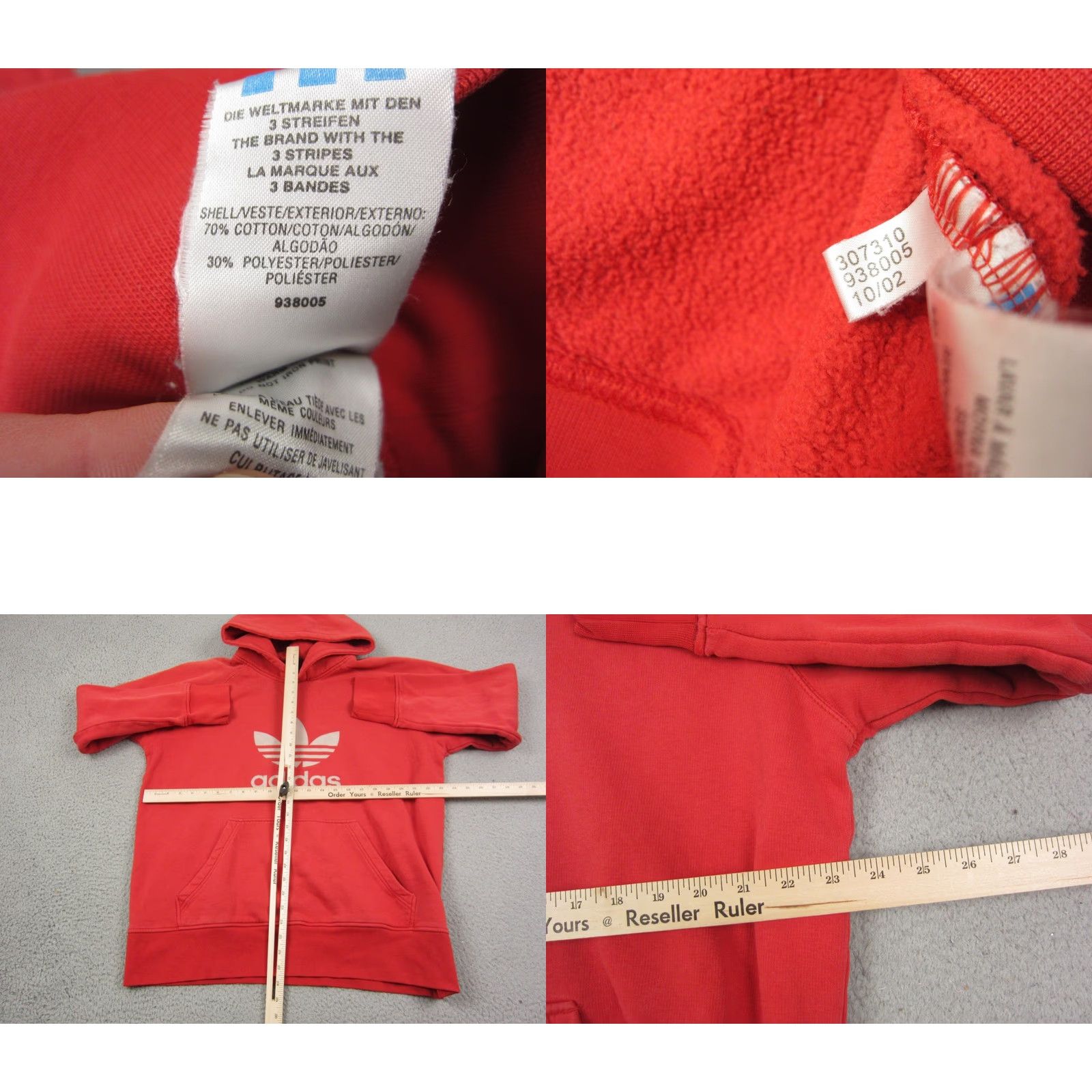Adidas VINTAGE adidas Hoodie Adult L Red Sweatshirt Pullover Fleece Mens Y2K Size US L / EU 52-54 / 3 - 8 Thumbnail