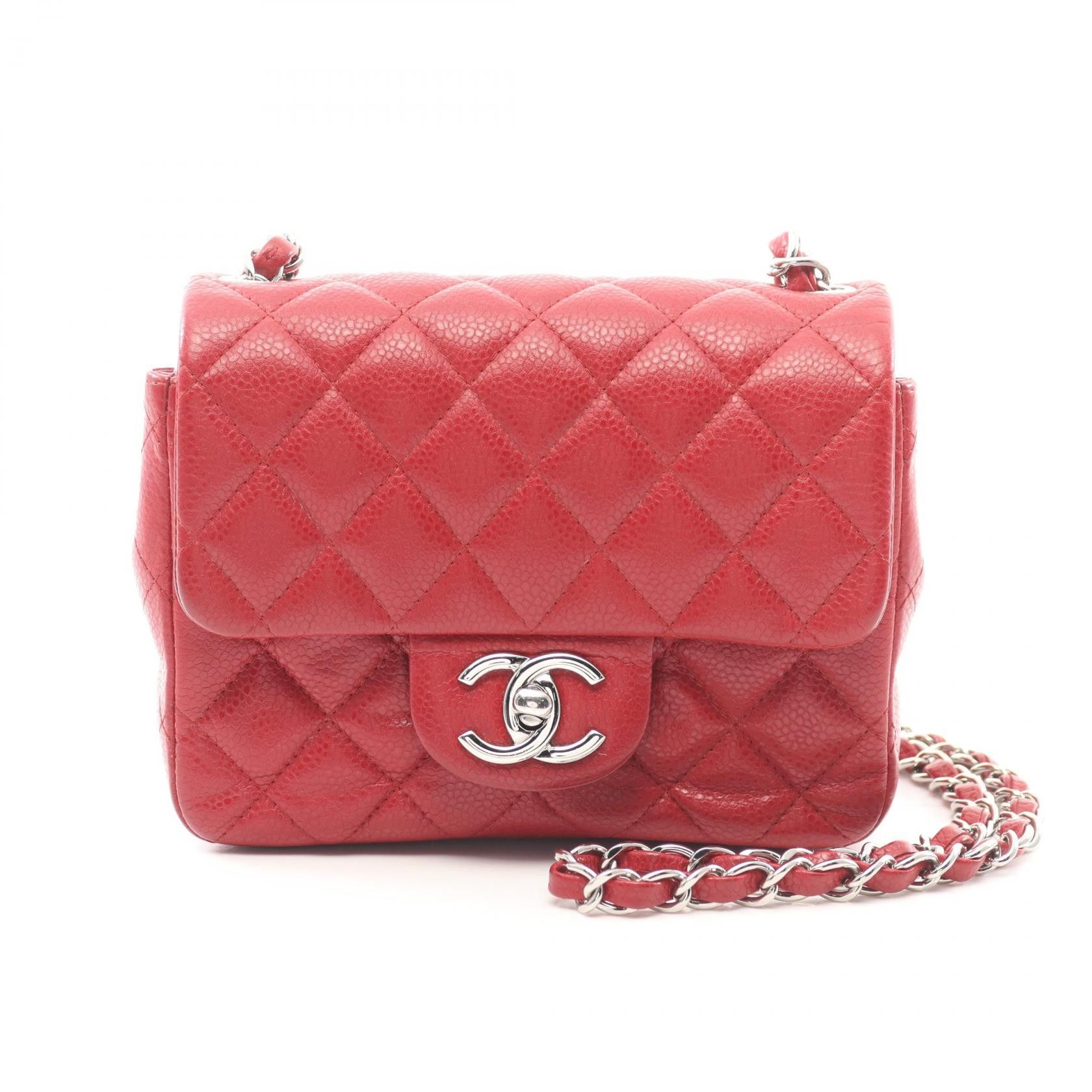 Chanel Chanel Mini Matelasse Grained Calfskin Shoulder Bag Leather Shoulder Bag A35200 in Red, Women's