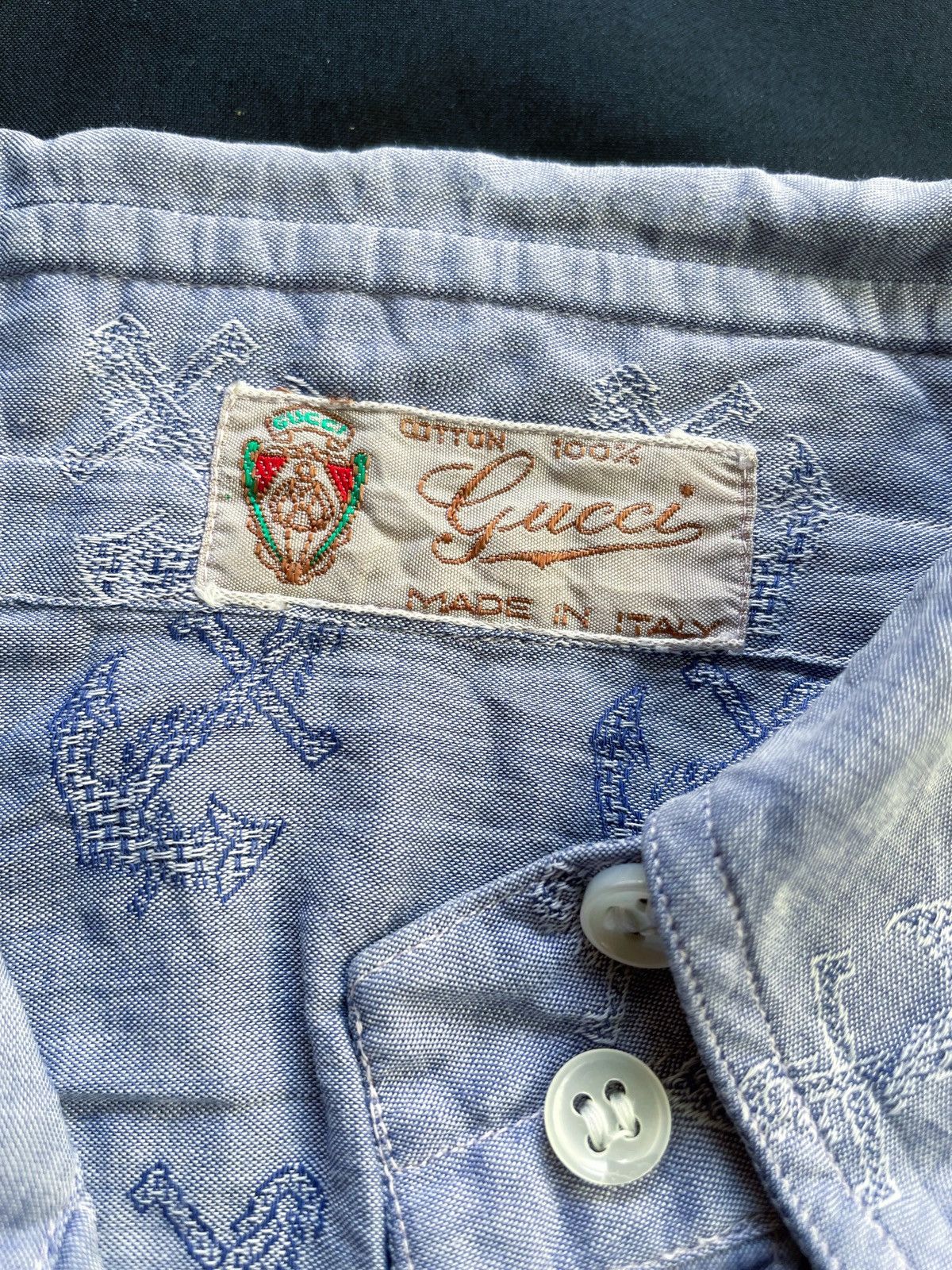 Gucci GUCCI 70S ANCHOR EMBOSSED BUTTON DOWN SHIRT Size S / US 4 / IT 40 - 5 Thumbnail