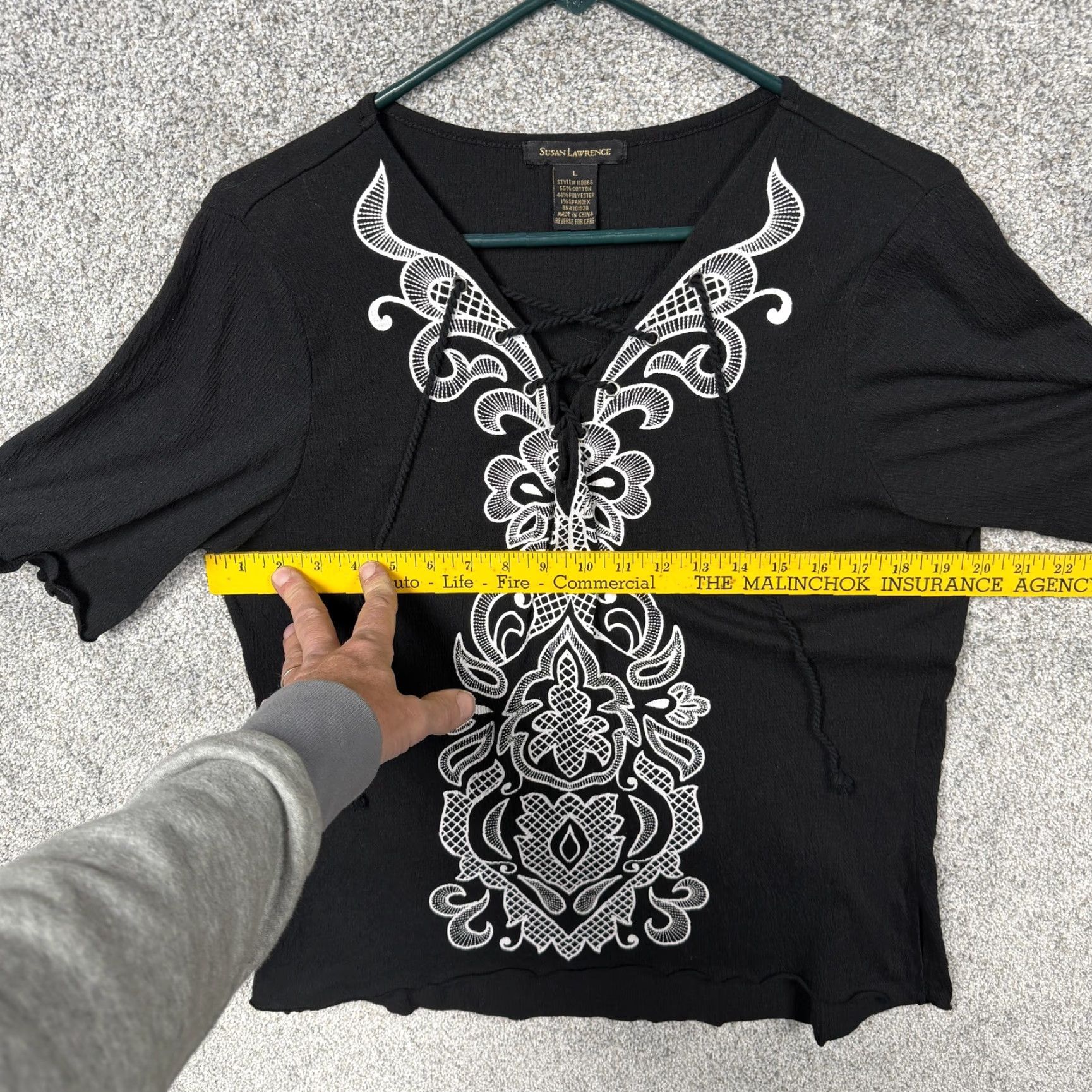 Vintage Susan Lawrence Top L Lace Dark Boho Chic Romantic Ornate Damask Whimsigoth Artsy Size L / US 10 / IT 46 - 3 Thumbnail