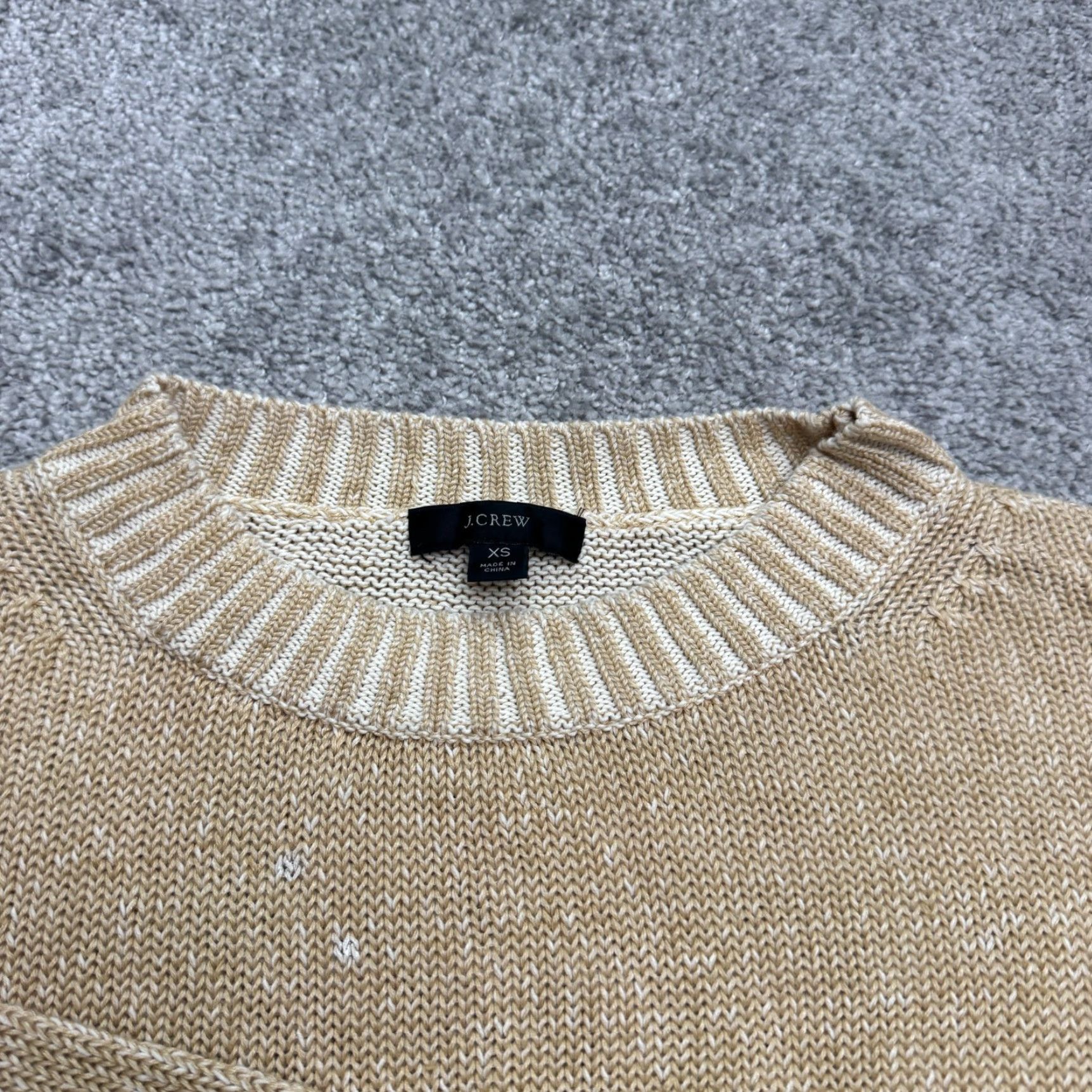 J.Crew J.Crew Pullover Sweater Womens XS Tan Beige Marled Crew Neck Knit Stretch - Classic Casual Knitwear XS Beige Womens Size XS / US 0-2 / IT 36-38 - 3 Thumbnail