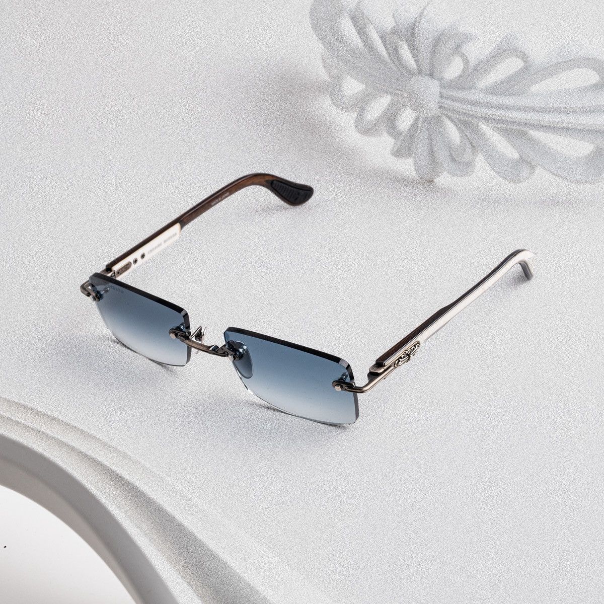 Chrome Hearts CHROME HEARTS DEEP II ANTIQUE SILVER - WHITE EBONY WOOD PIANO VARNISH SUNGLASSES Size ONE SIZE - 2 Thumbnail
