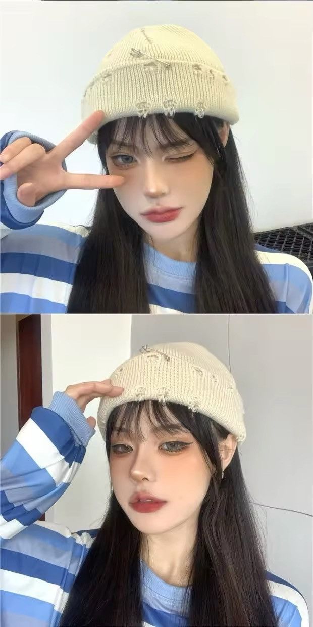 Jewelry × Vintage Y2K Knitted Hat Women Fashion Warm Thick Size ONE SIZE - 3 Thumbnail
