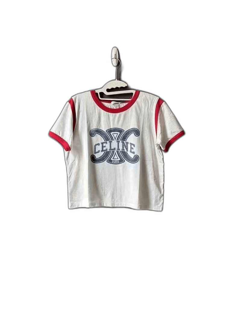 Celine Celine White and Red Short Sleeve Shirt Size US M / EU 48-50 / 2 - 1 Thumbnail