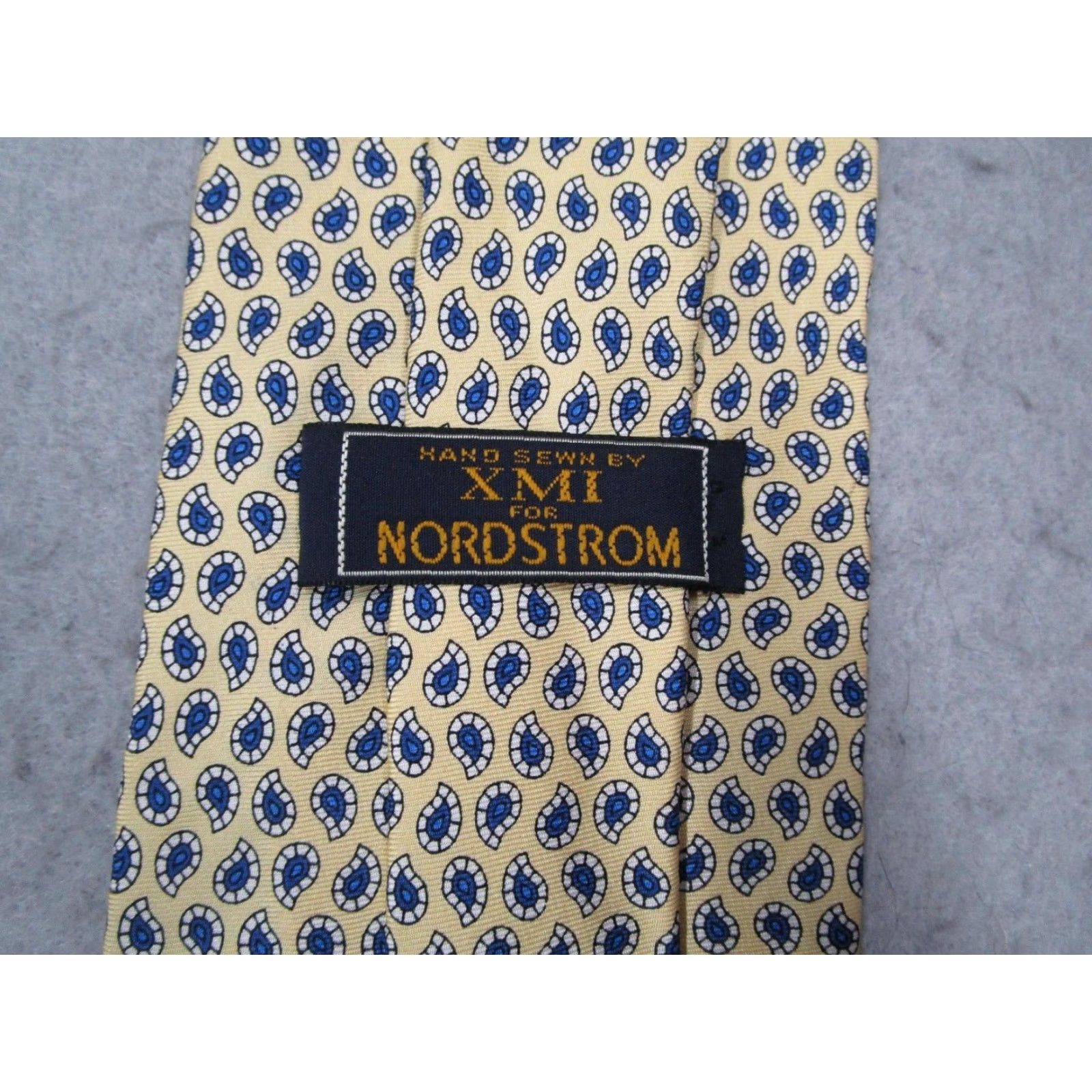 Vintage XMI Nordstrom Tie Mens Yellow Silk Hand Sewn Abstract Made in USA Size ONE SIZE - 2 Thumbnail