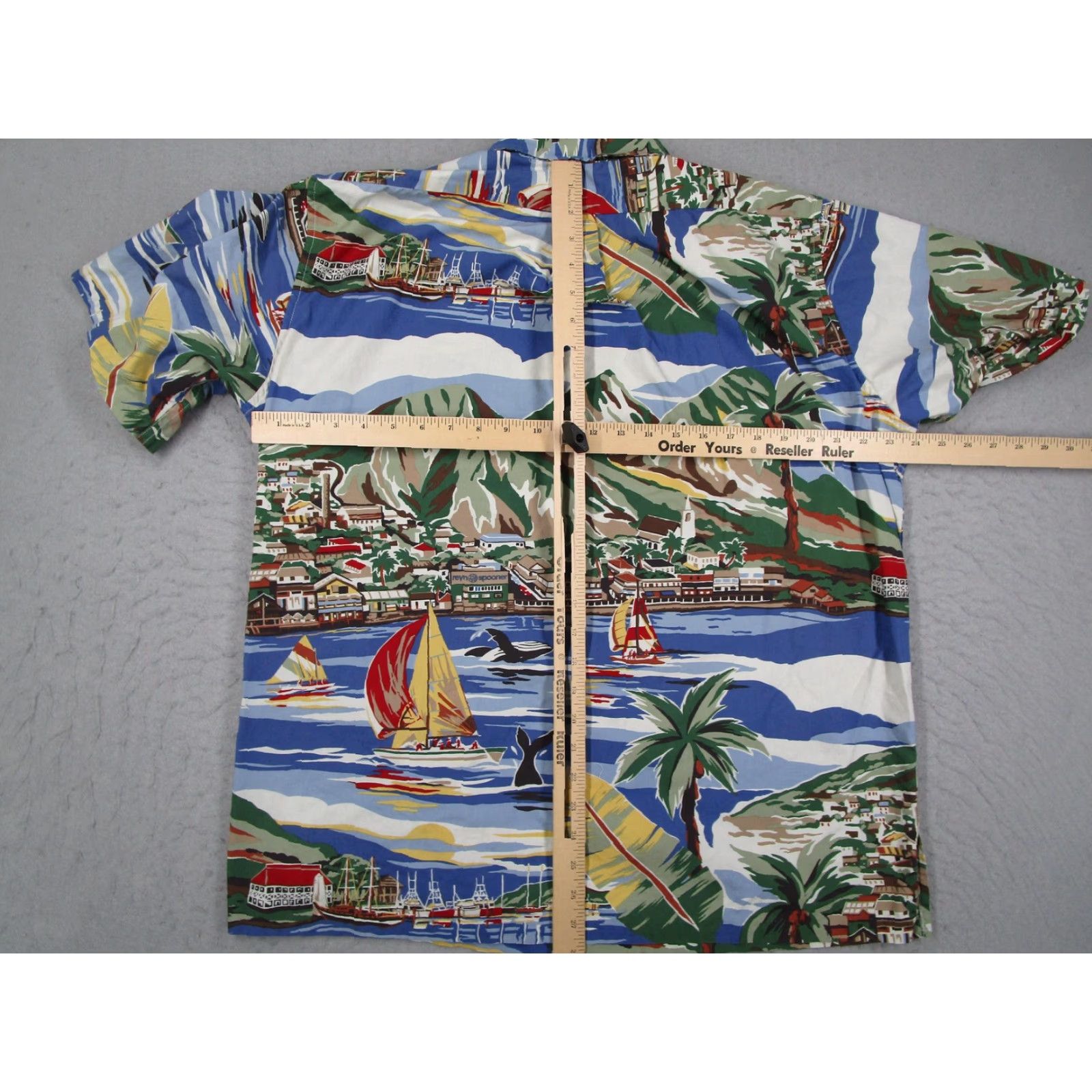Reyn Spooner VINTAGE Reyn Spooner Hawaiian Shirt Mens Large Short Sleeve Cotton Button-Up Graphic Print 3-Button Popover Harbor Sailing Coastal Blue Mens Size US L / EU 52-54 / 3 - 4 Thumbnail
