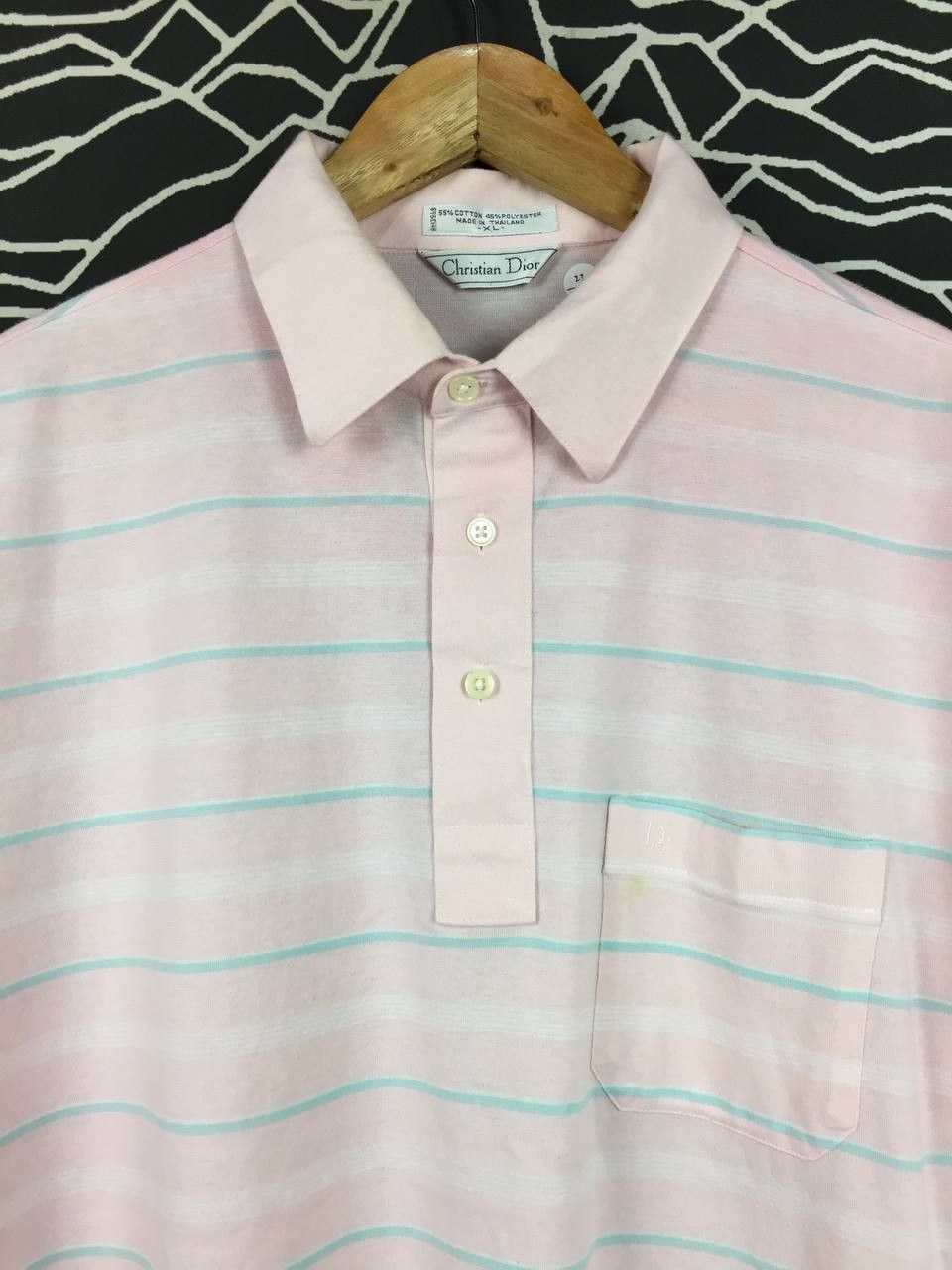Christian Dior Monsieur Vtg Christian Dior Pastel Striped Cotton Poly Polo Shirt Size US XL / EU 56 / 4 - 3 Thumbnail