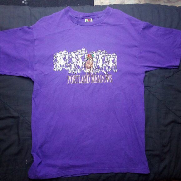 Fruit Of The Loom × Vintage Vintage Portland Meadows Horse Racing Embroidered T-Shirt Size US L / EU 52-54 / 3 - 2 Thumbnail