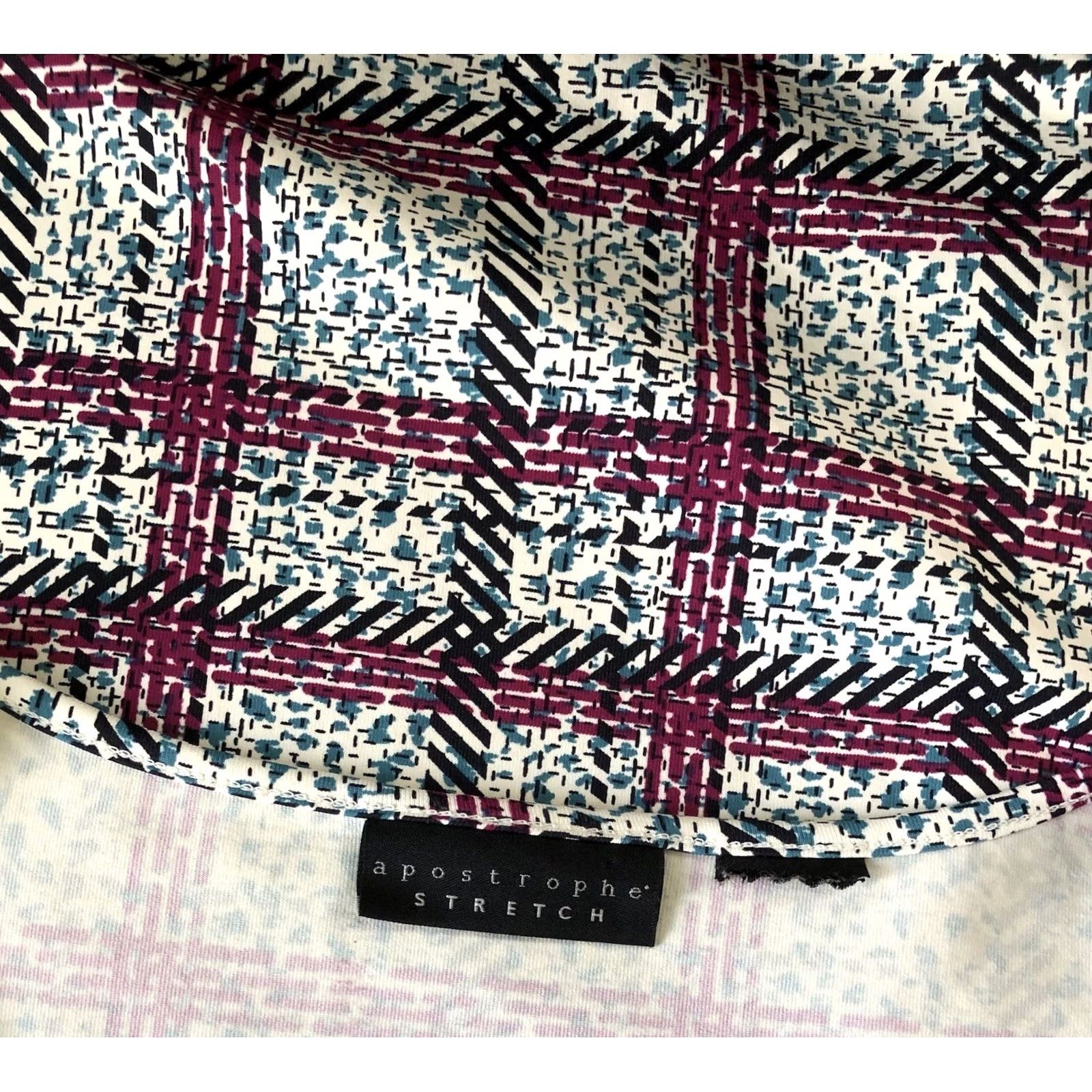 Altea Apostrophe Jersey Top L Teal Purple Plaid Geometric V-Neck 3/4 Sleeve Womens Blouse Modern Casual Wear Size L / US 10 / IT 46 - 4 Thumbnail
