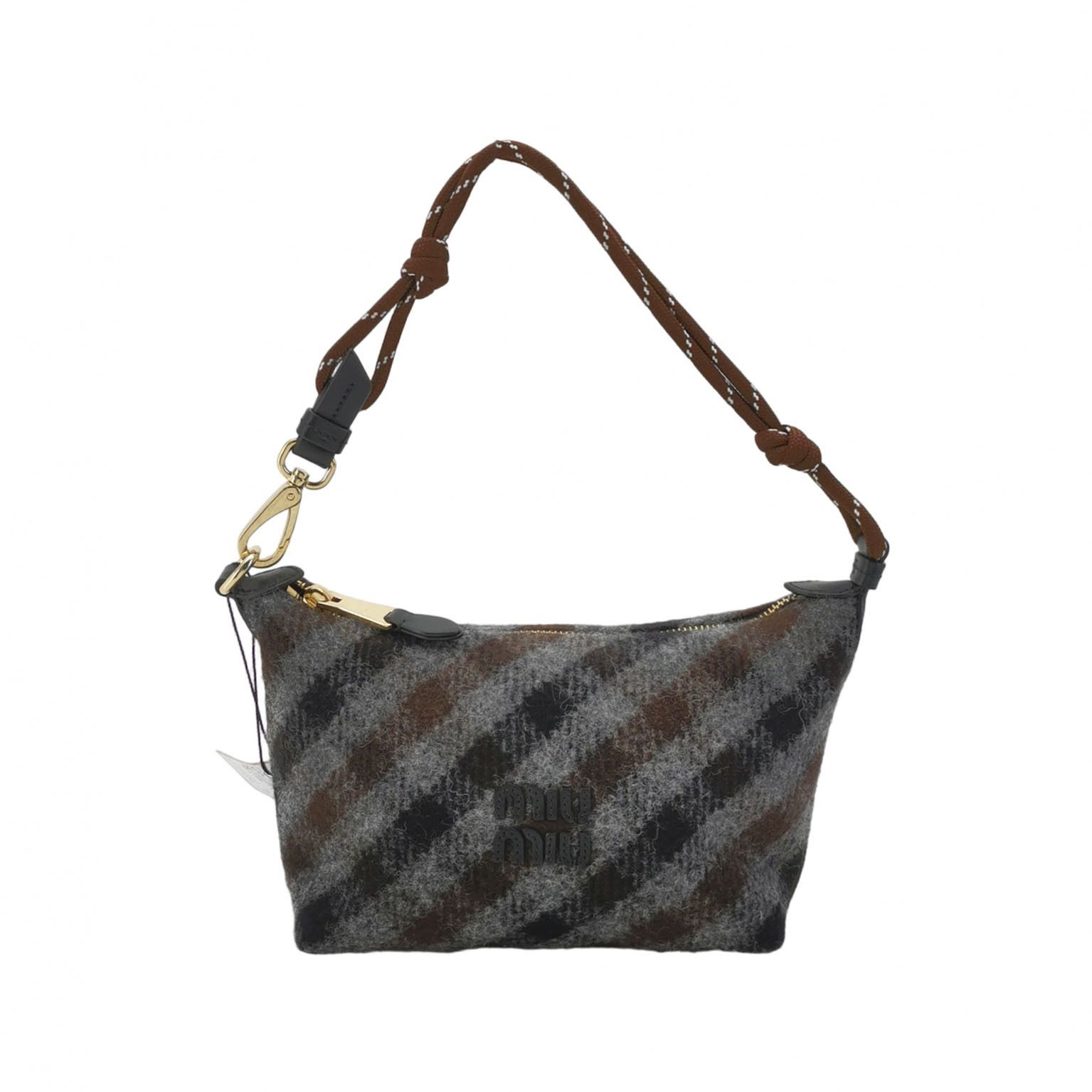 Miu Miu Miu Miu Plaid Wool Shoulder Bag One Size Size ONE SIZE - 1 Thumbnail