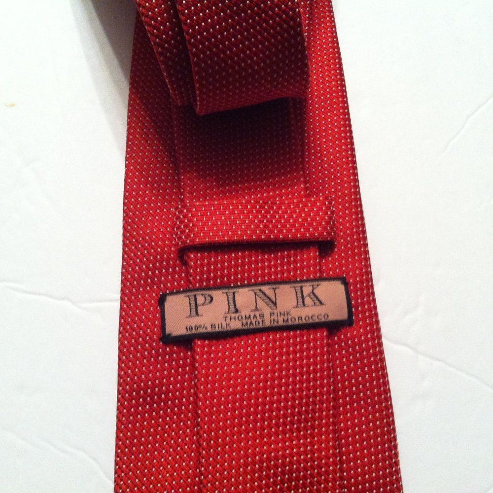 Thomas Pink THOMAS PINK MEN'S NEW RED 100%SILK TIE 3 1/2" X 56 3/4" Size ONE SIZE - 5 Thumbnail