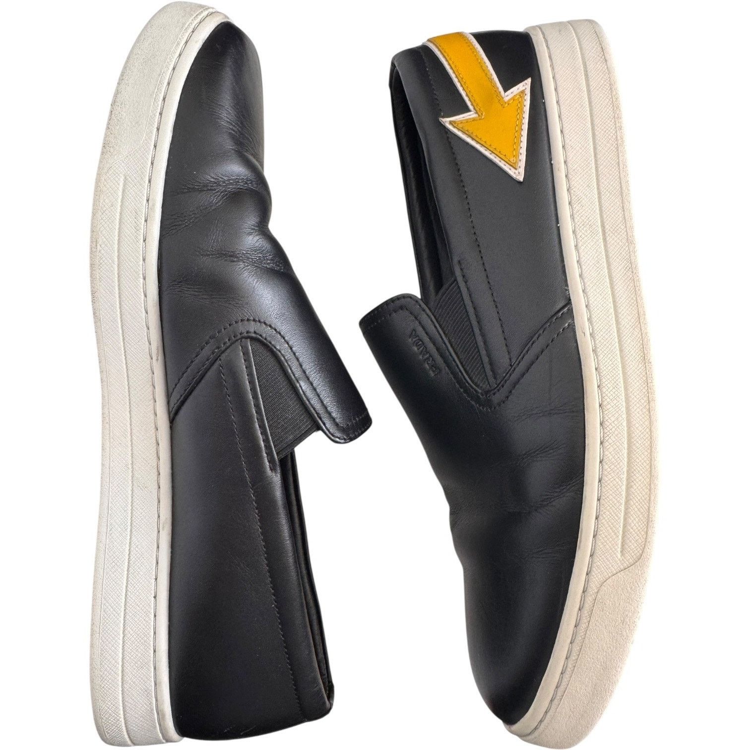 Prada Prada Linea Rossa Black Leather Slip-On Sneakers Italy 7.5 Size US 7.5 / EU 40-41 - 4 Thumbnail