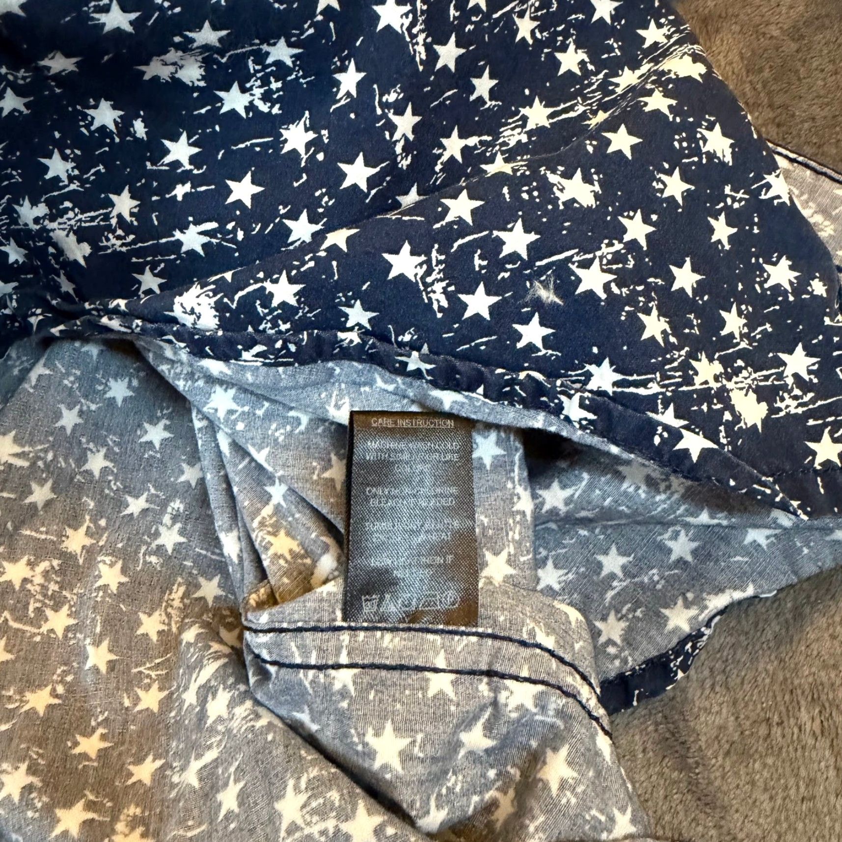 Denime DENIM FLOWER Ricky Singh Shirt Slim Short Sleeve Button Up Mens Small Star Print Patriotic Flag Graphic Print Casual Summer Spring Size US S / EU 44-46 / 1 - 6 Thumbnail