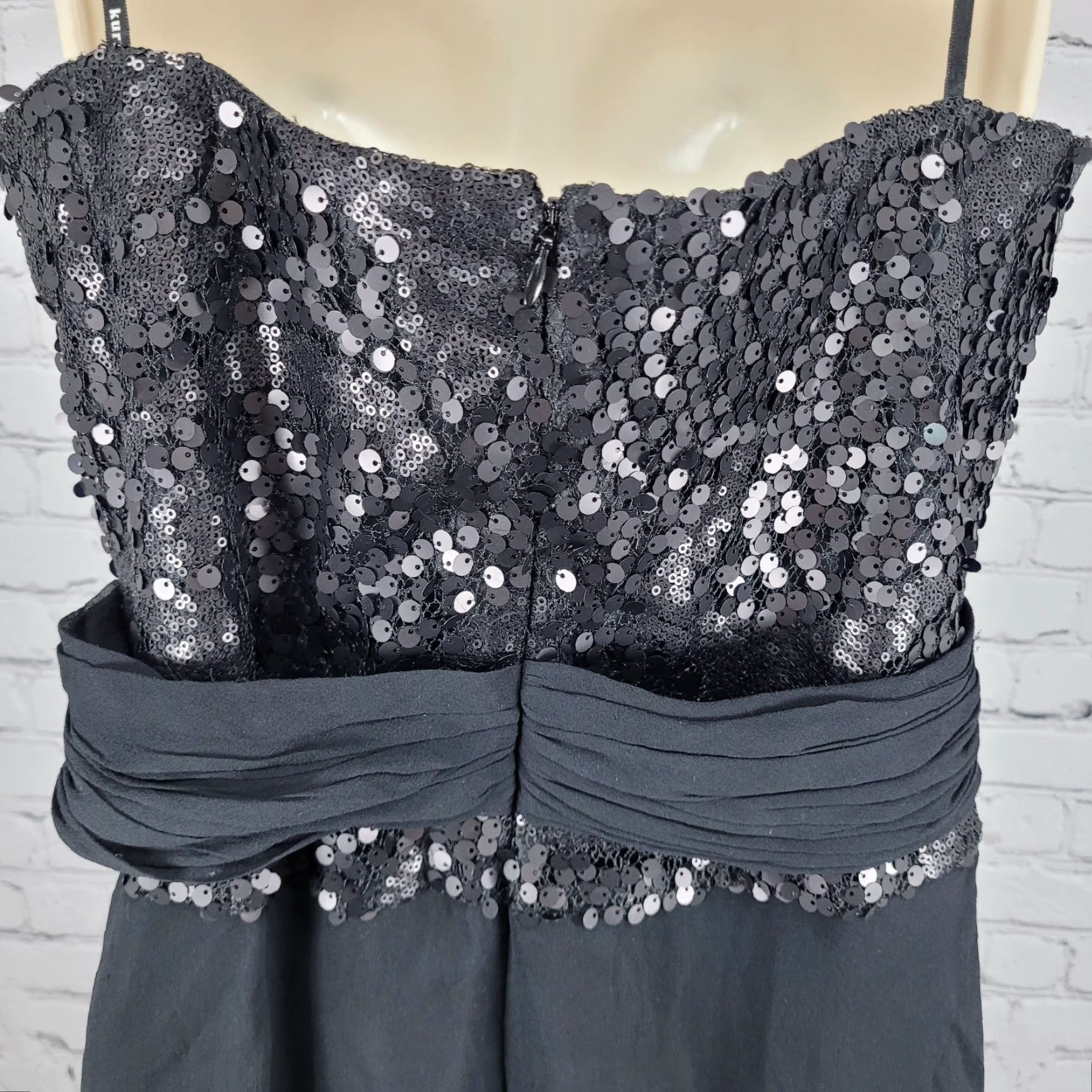 Vintage Kurt Thomas Black Silk Chiffon Sequin Strapless Lined Mini Dress Size 10 Size L / US 10 / IT 46 - 7 Thumbnail