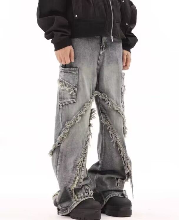 Japanese Brand × Jean Retro ruined whiskering design washed distressed jeans Size US 33 - 6 Thumbnail