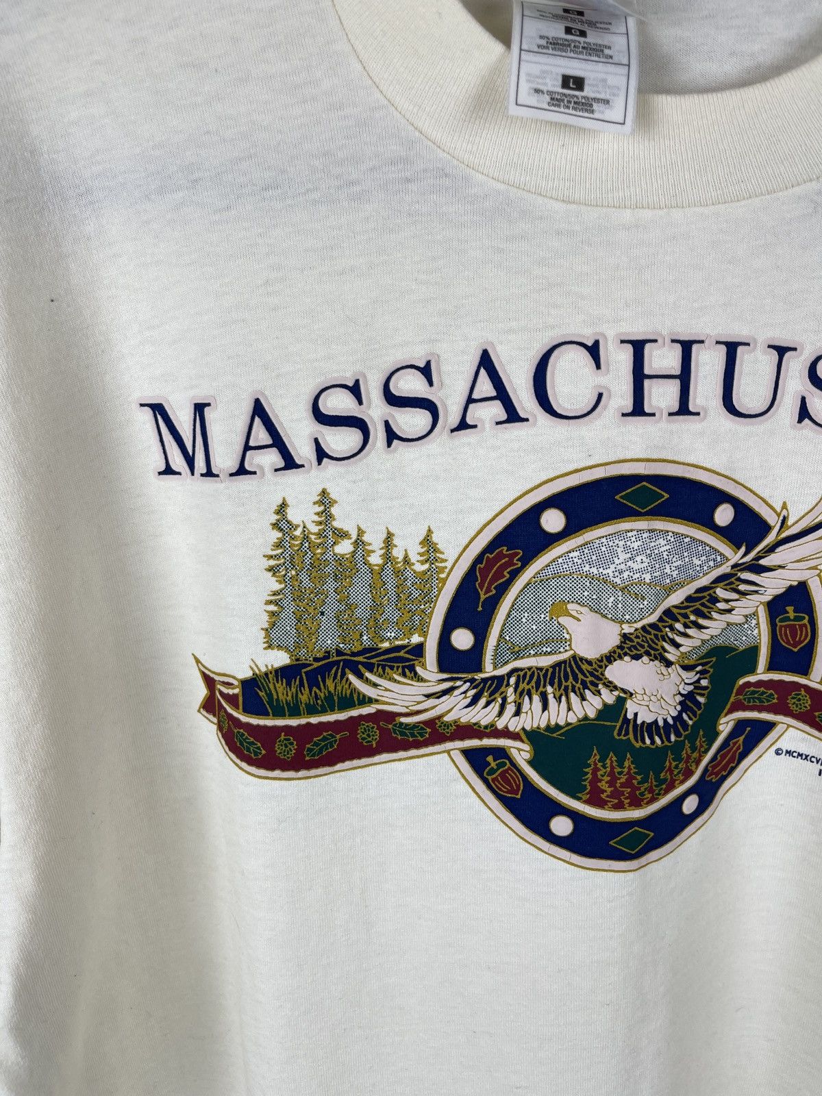Vintage FotL vintage 90s Massachusetts big logo single stitch tee Size US L / EU 52-54 / 3 - 6 Thumbnail