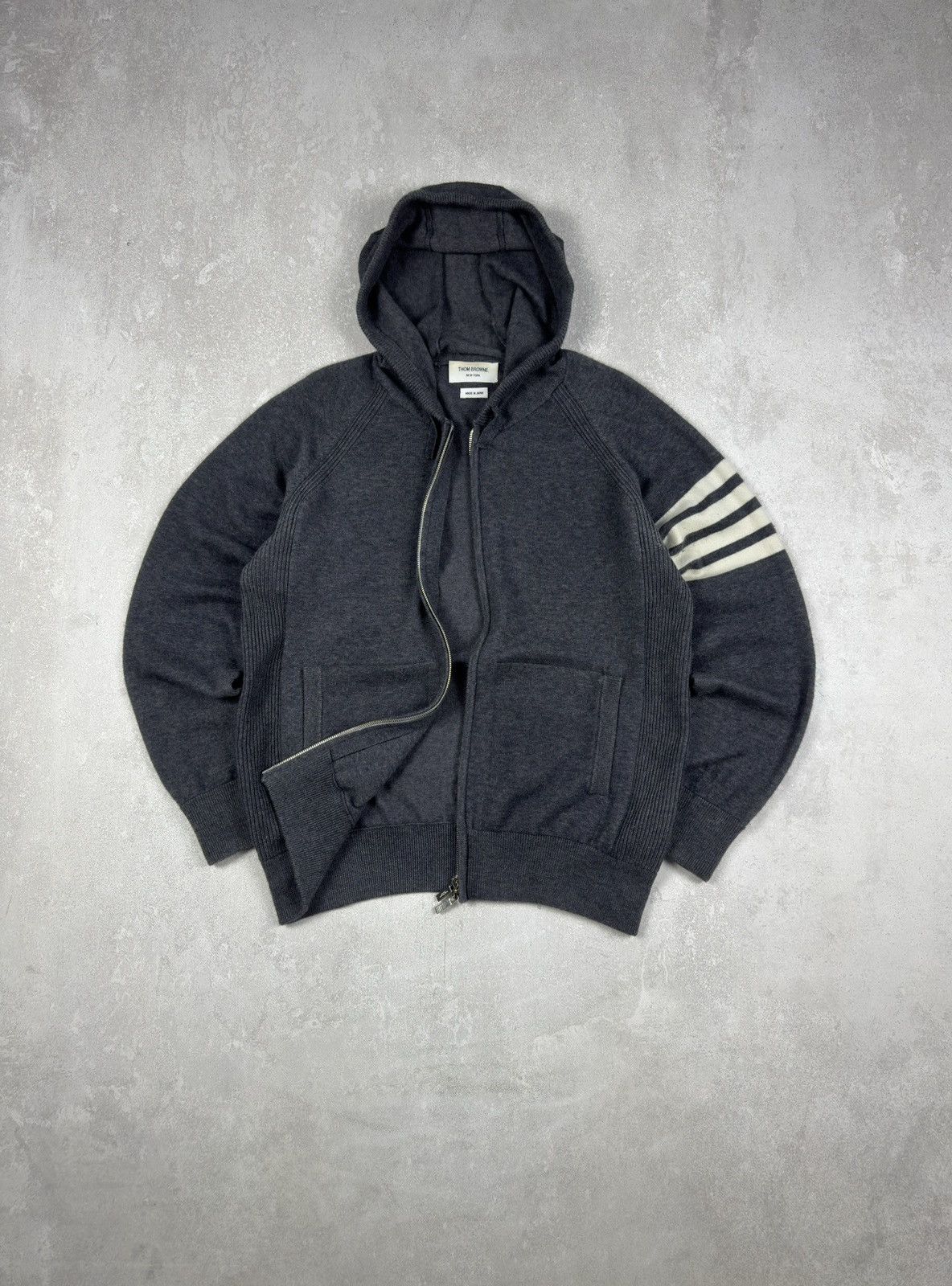 Thom Browne Thom Browne Wool Gray Zip Hoodie Classic Japan Pullover Size US L / EU 52-54 / 3 - 1 Thumbnail