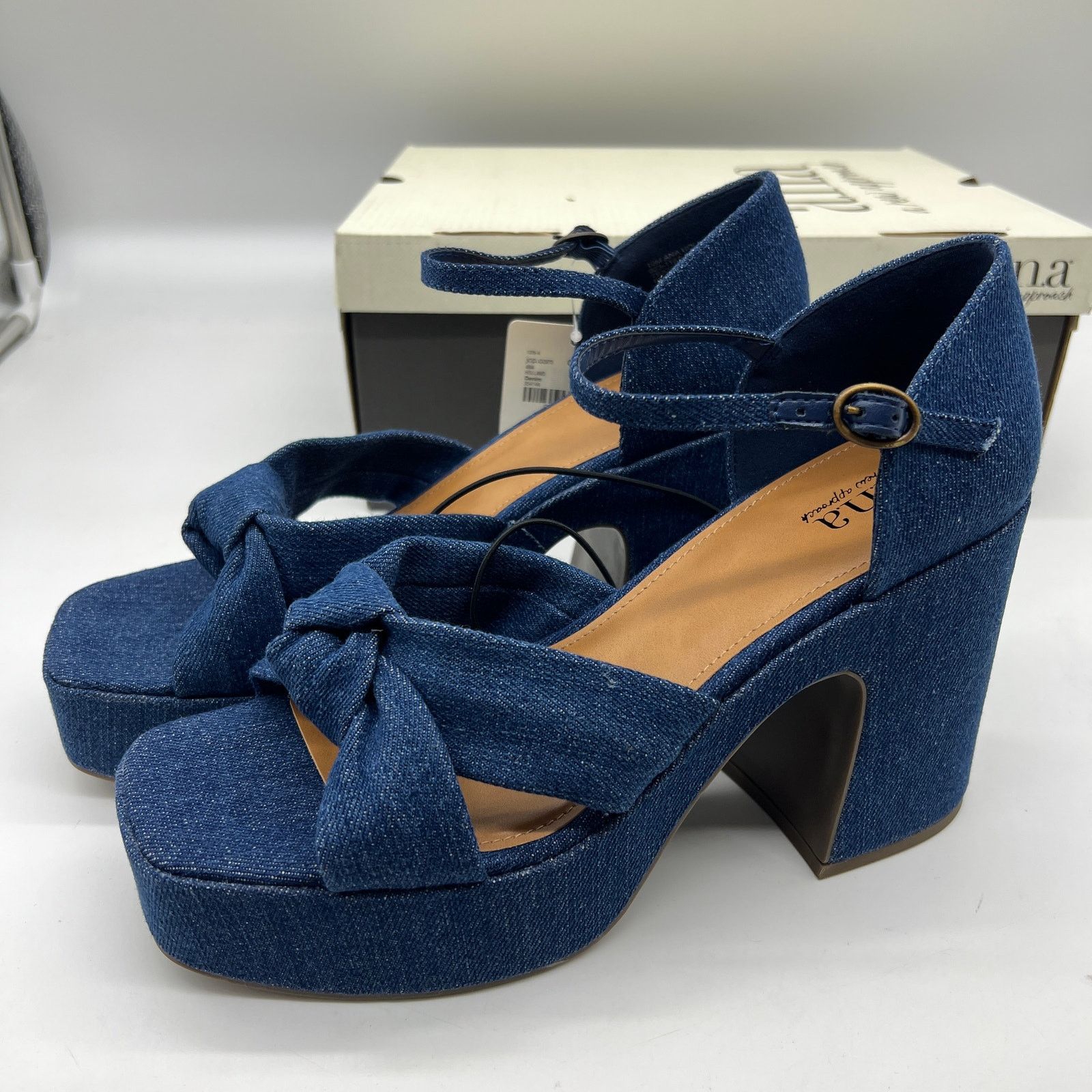 Other a.n.a Womens Holland Heeled Sandals Denim Platform Size US 9.5 / IT 39.5 - 9 Thumbnail