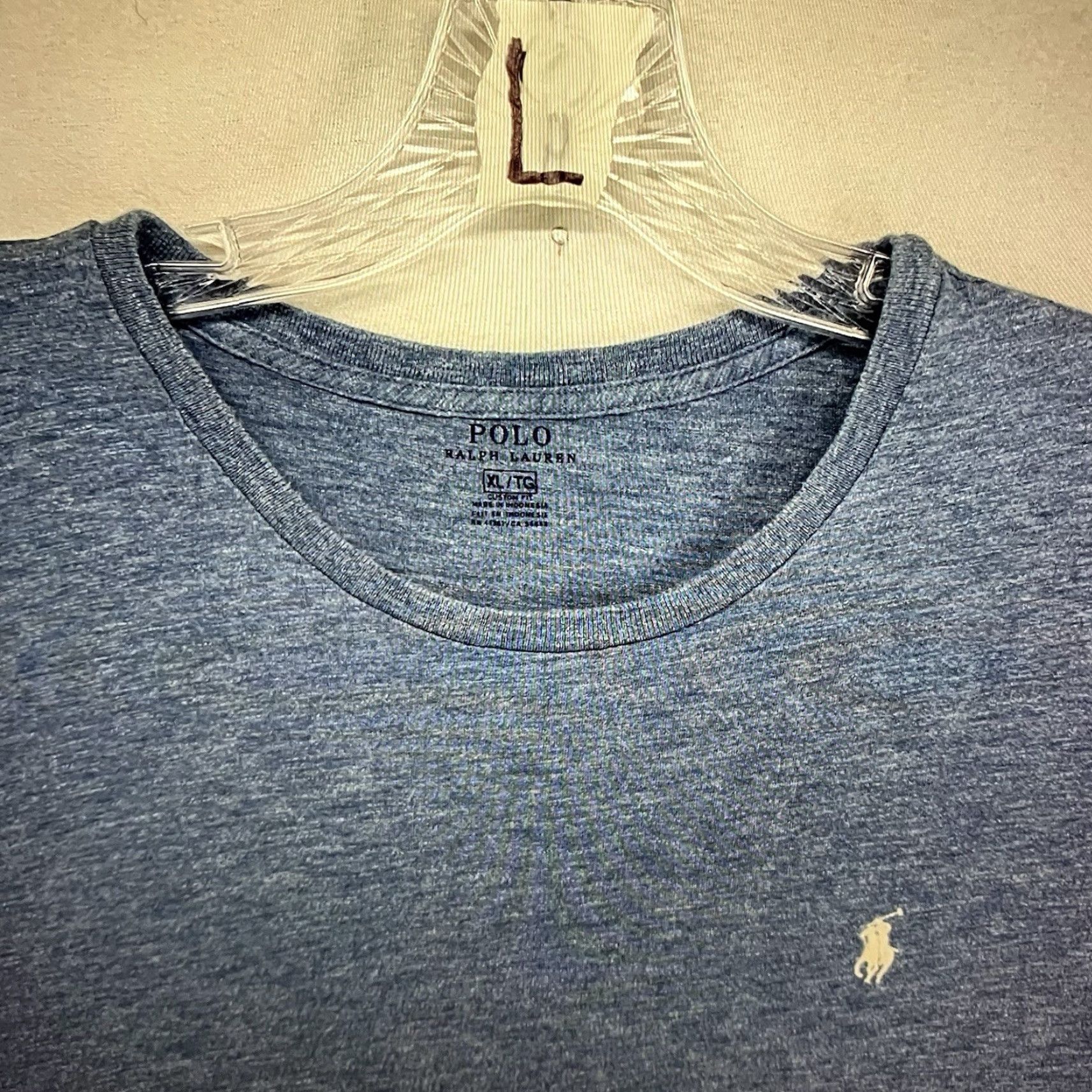 Ralph Lauren Men's Ralph Lauren Polo T-Shirt XL Crew Neck Light Marley Blue Cotton Short Sleeve Logo Classic Preppy All Seasons Size US XL / EU 56 / 4 - 5 Thumbnail