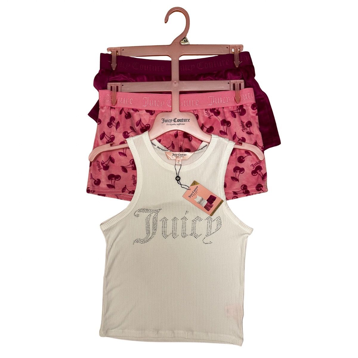 Juicy Couture Juicy Couture 3-Piece Pajama Set White Ribbed Tank Size M Size 28" / US 6 / IT 42 - 1 Thumbnail