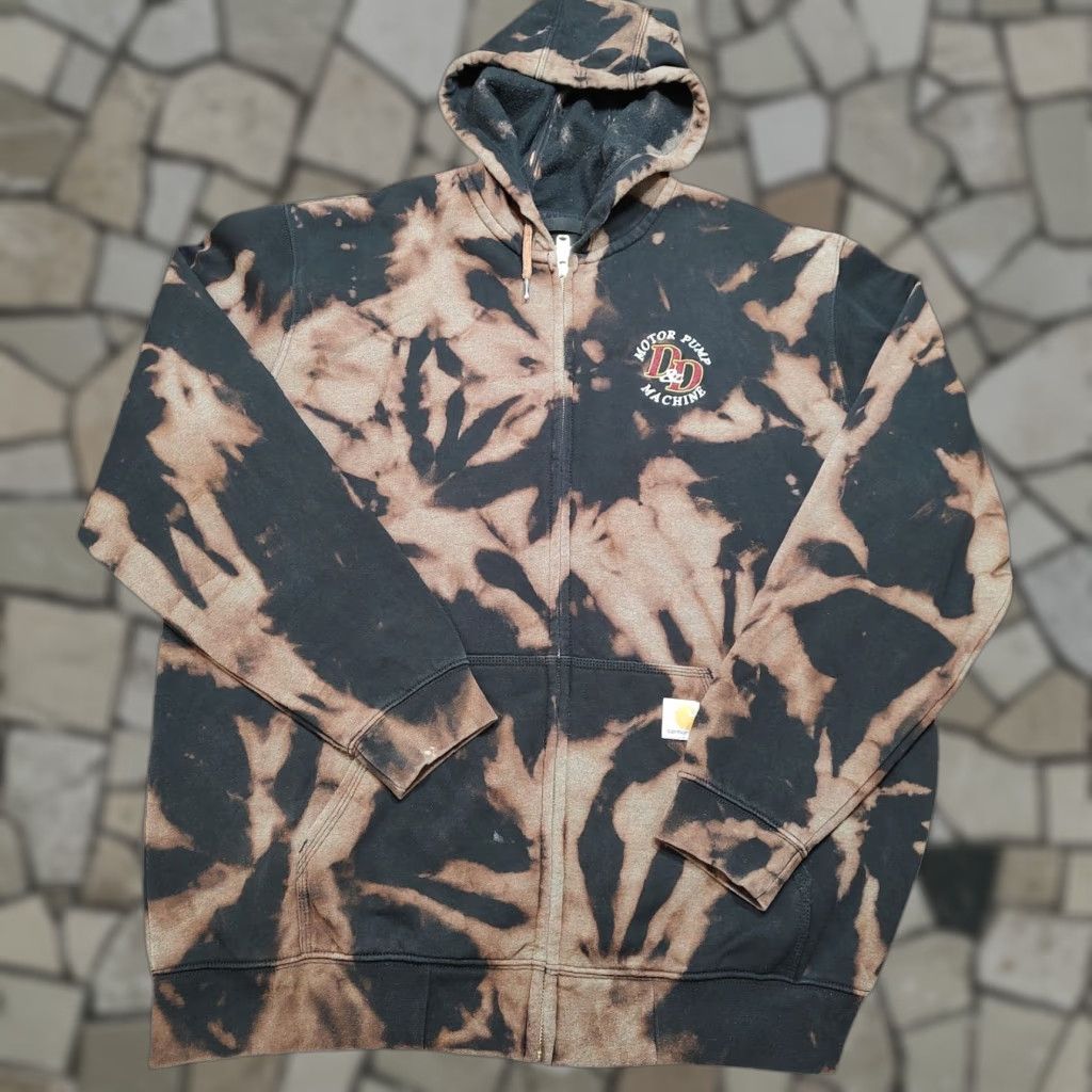 Carhartt VINTAGE Carhartt Hoodie Mens XL Black Full Zip Tie Dye Acid Wash Sweatshirt Loose Fit Size US XL / EU 56 / 4 - 1 Thumbnail