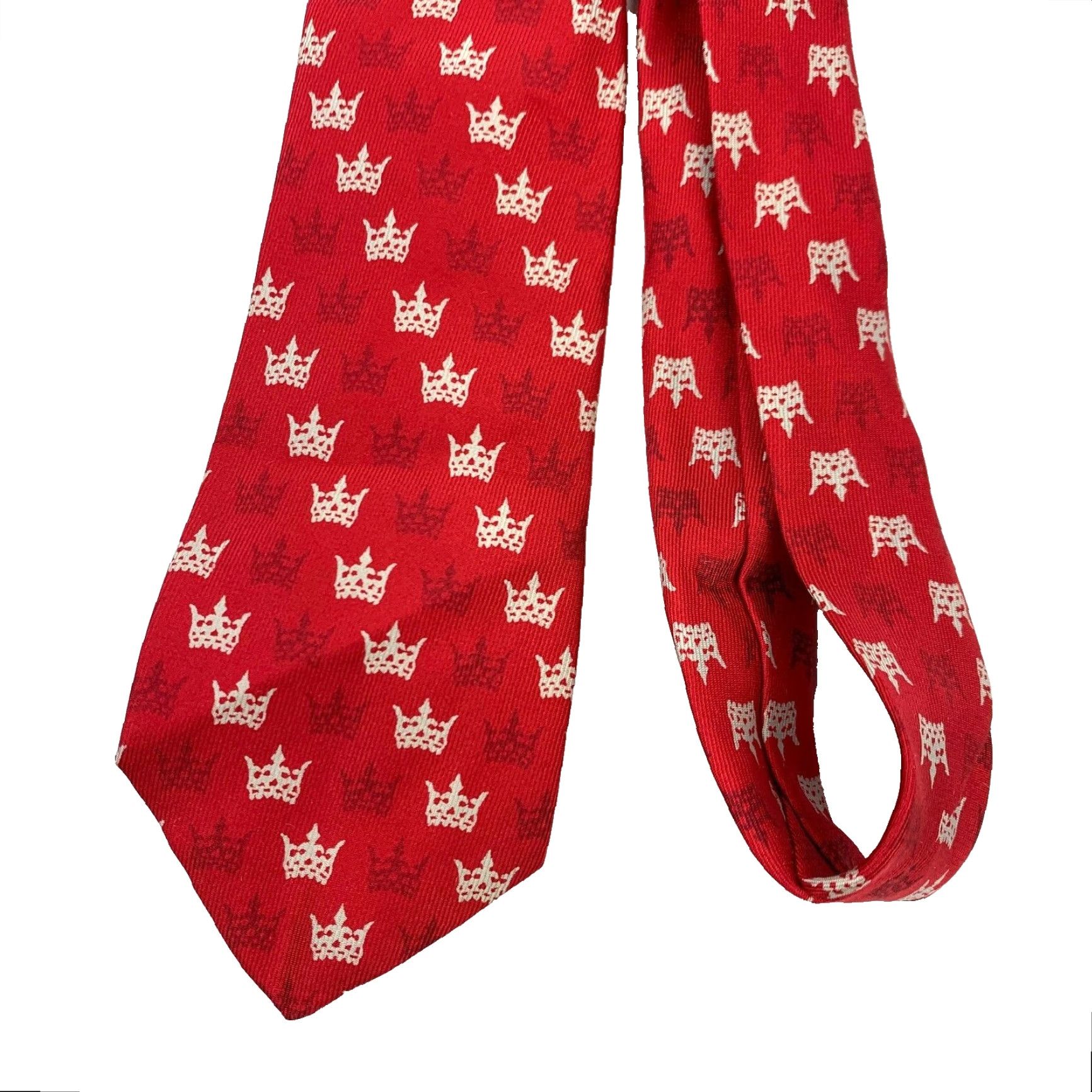 Vintage VINTAGE Crown By Lilly Dache Silk Tie 55 x 2.5" Red White Men Size ONE SIZE - 2 Thumbnail