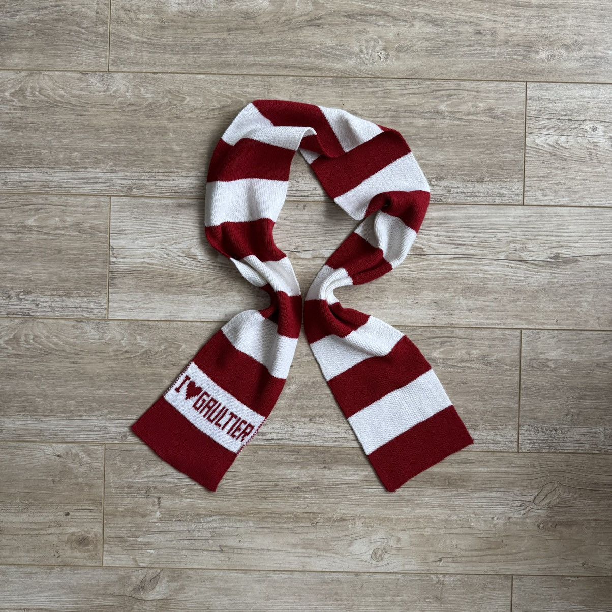 Jean Paul Gaultier Jean Paul Gaultier “I Love Gaultier” Red White Stripe Scarf Size ONE SIZE - 1 Thumbnail
