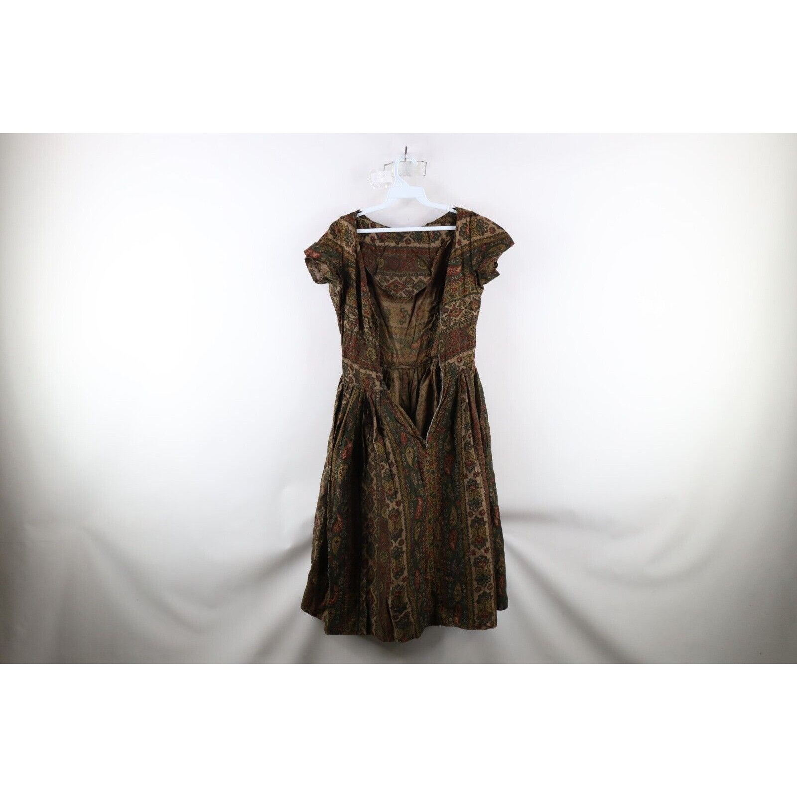 Vintage Vintage 50s 60s Mid Century Modern MCM Flower Tapestry Dress Size M / US 6-8 / IT 42-44 - 11 Thumbnail