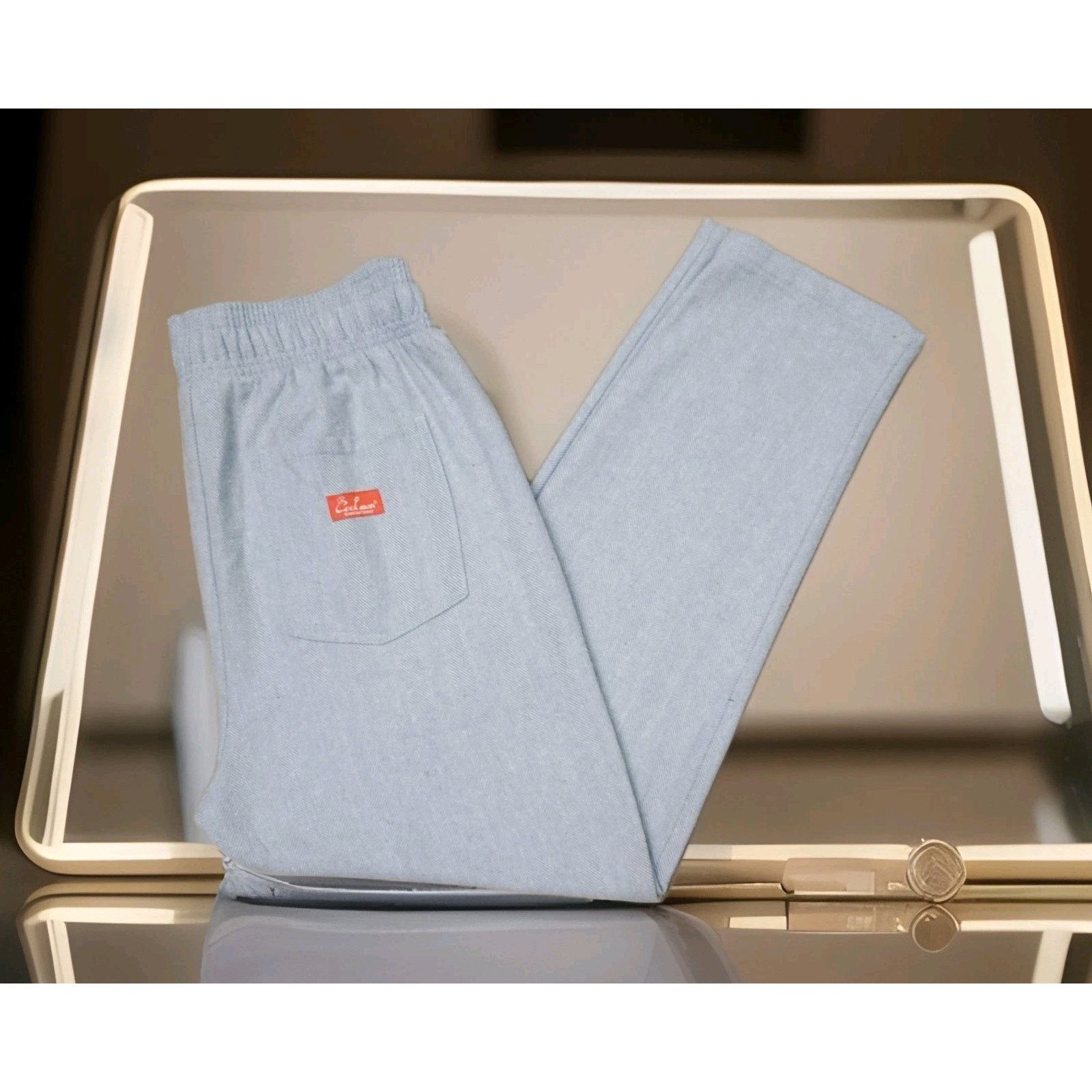 Other Cookman Chef Pants Tweed Herringbone Sky Elastic Waist XL Size US 33 - 7 Thumbnail