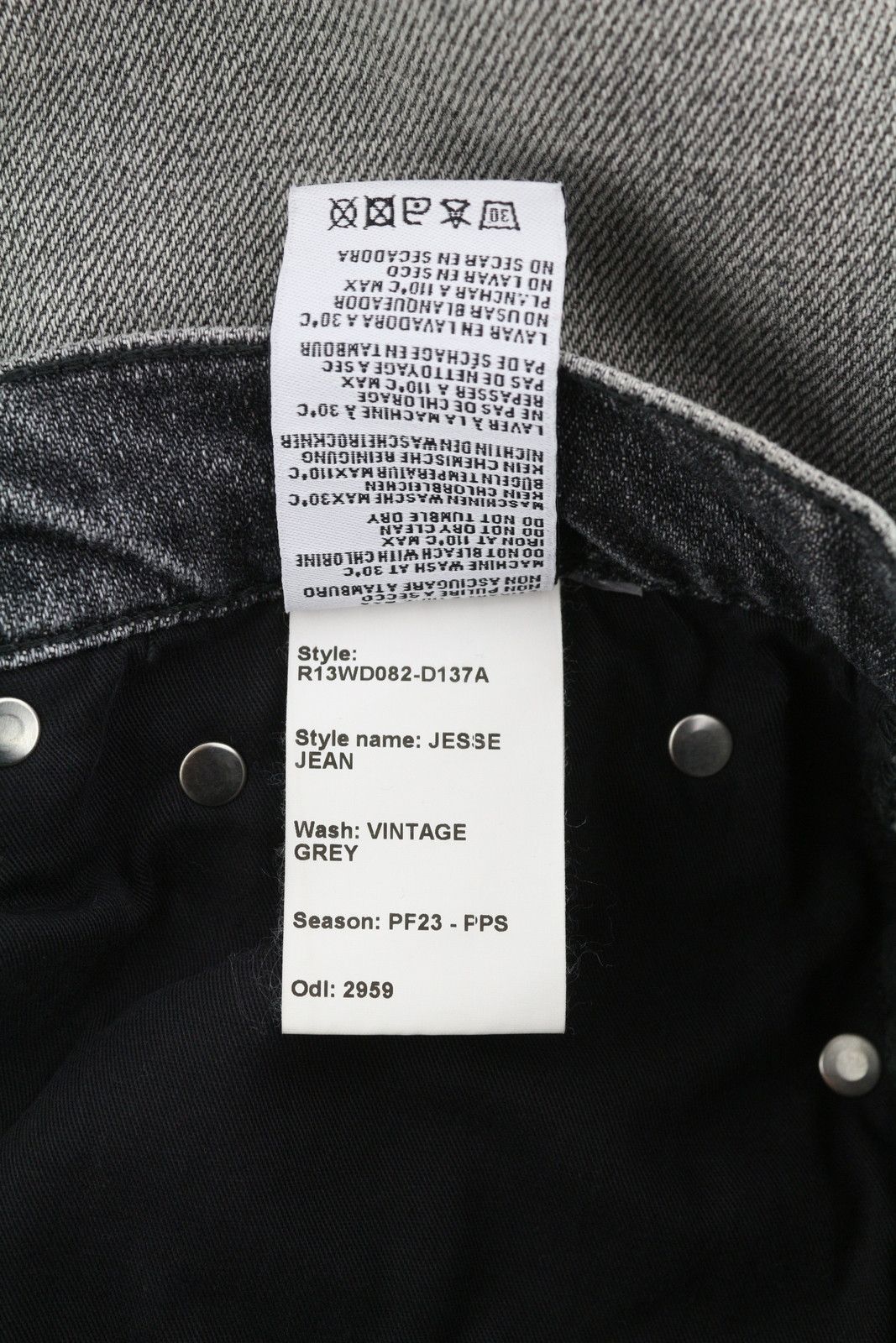 R13 JESSE 27 Vintage Grey Wide Drop Crotch Washed 85462 Size 27" / US 4 / IT 40 - 10 Thumbnail