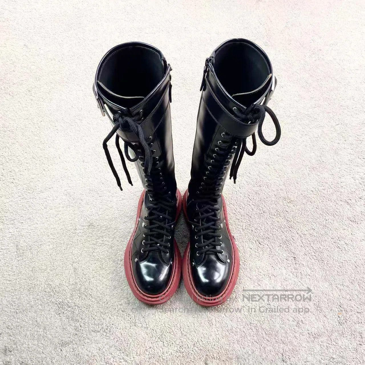 Alexander McQueen Alexander Mcqueen Black and red thick-soled lace-up high b Size US 6 / IT 36 - 2 Thumbnail