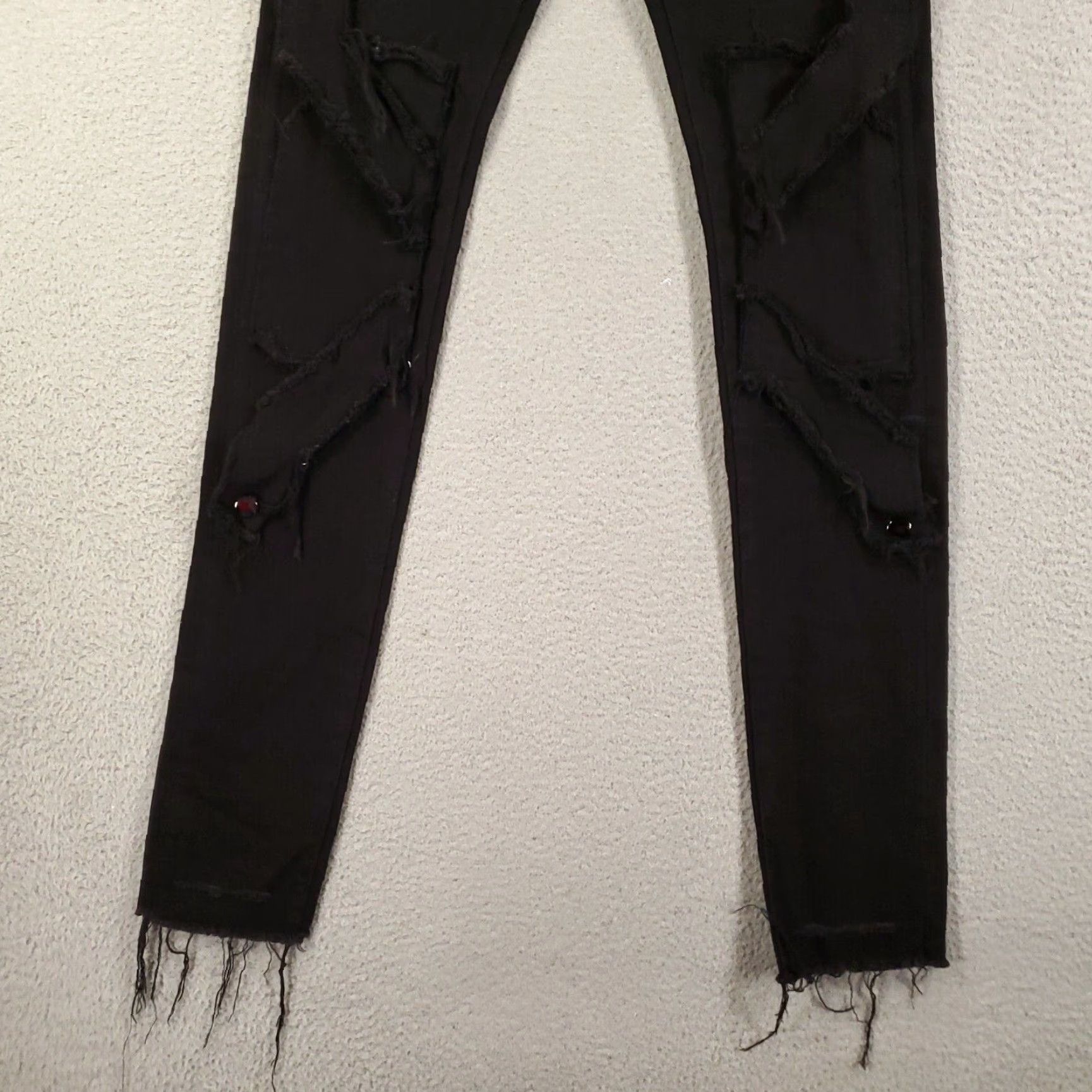 Vintage Valabasas Cargo Jeans 30 Black Skinny Pants Button Fly Fringe 90s Punk Mens Size US 32 / EU 48 - 3 Thumbnail