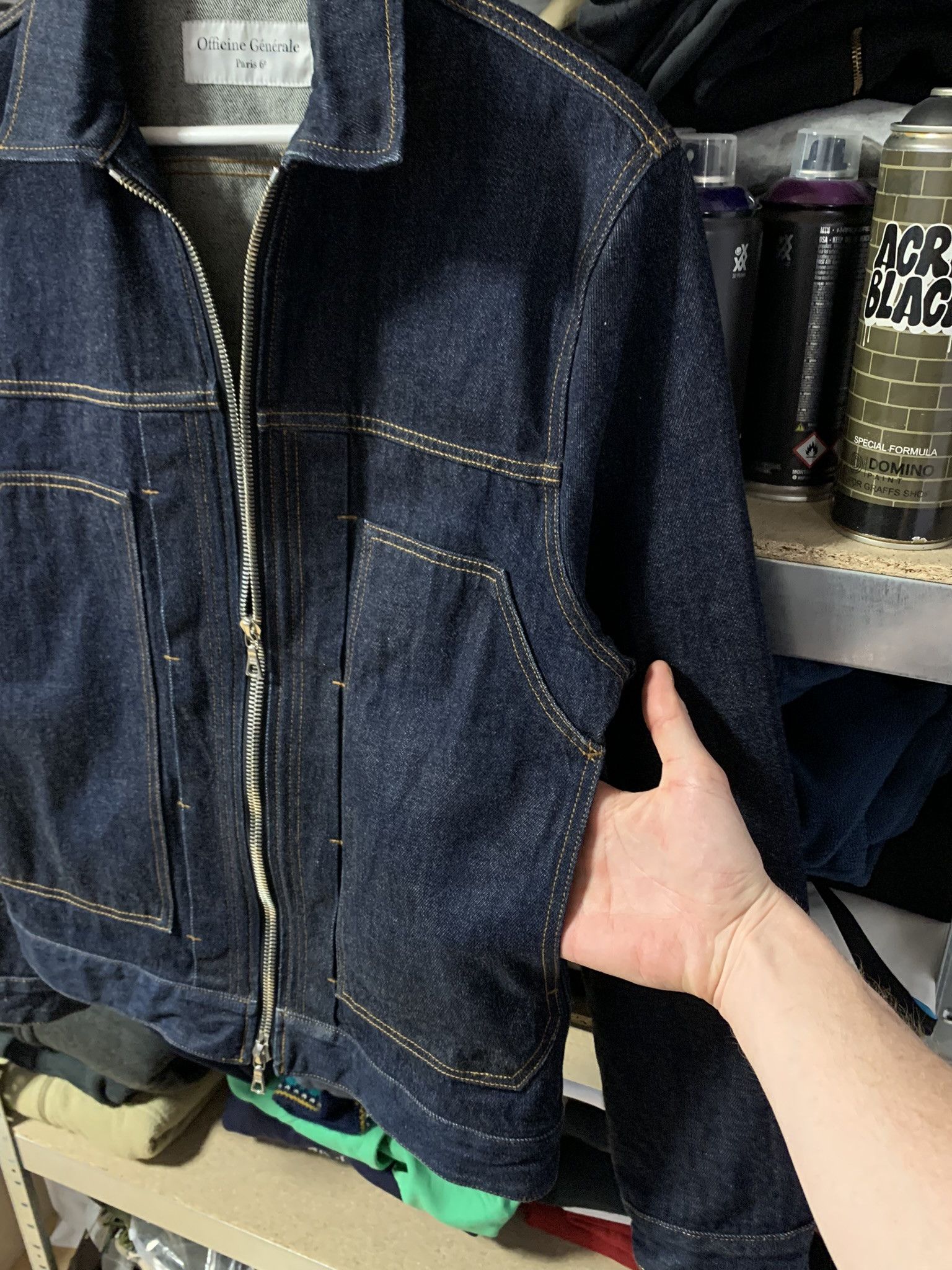Officine Generale Officine Generale Cillian Denim Zip Trucker Jacket - M Size US M / EU 48-50 / 2 - 6 Thumbnail