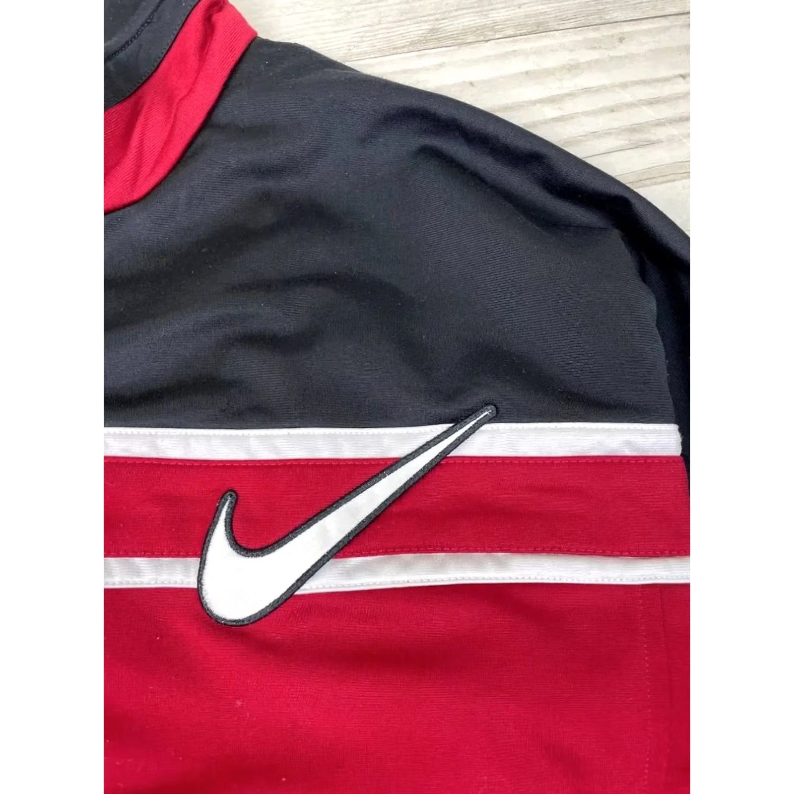 Nike VINTAGE Nike Tracksuit Jacket Nike Tracksuit Pants 90s Mens M Black Red Nike Swoosh 2 Piece Set Vintage 90s Theme Mens Size M Black Red Tracksuit Size 40R - 7 Thumbnail