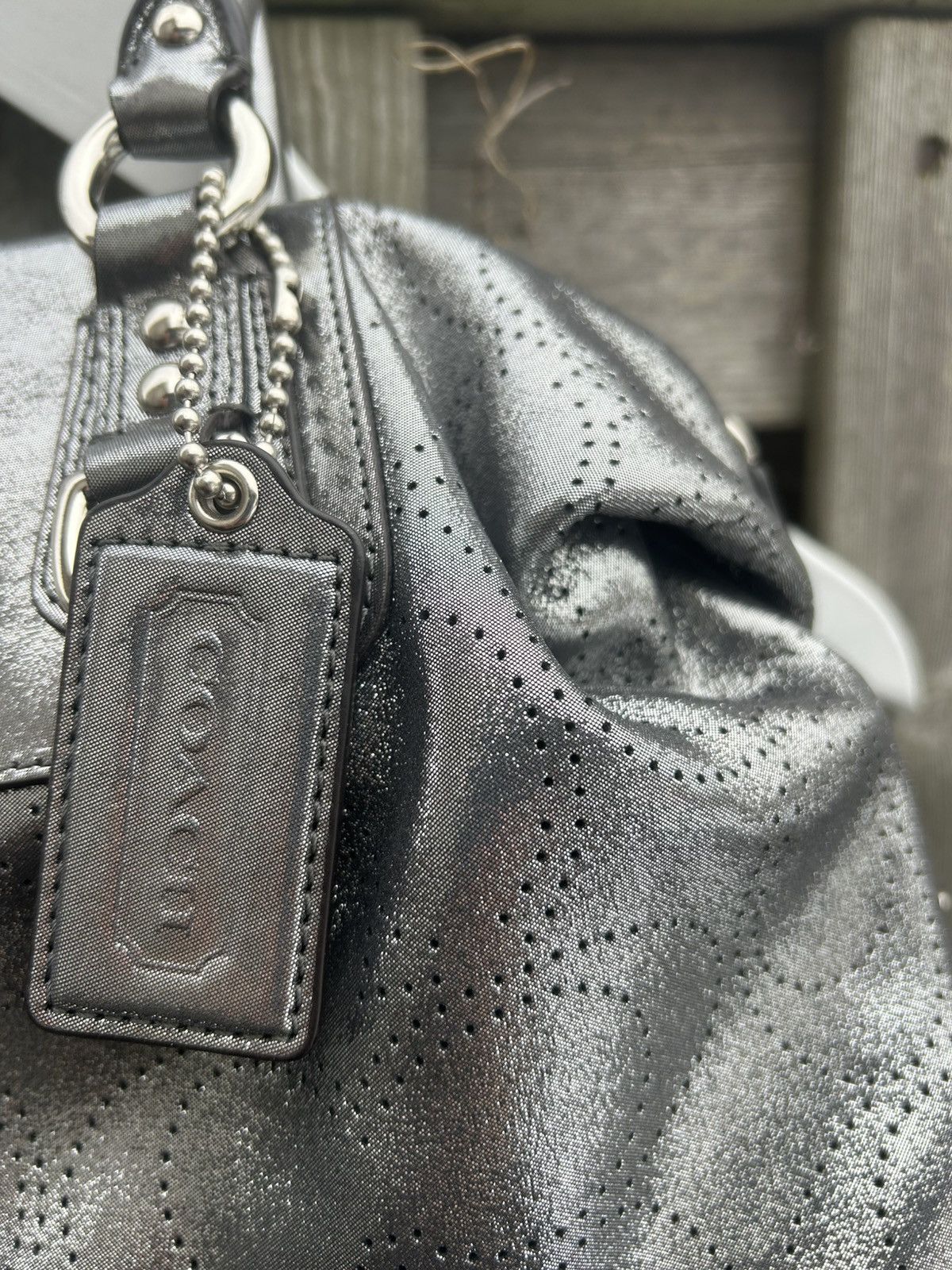 Coach NWT Y2K Coach Ashley Perforated Gunmetal Bag Silver Gunmetal Size ONE SIZE - 3 Thumbnail