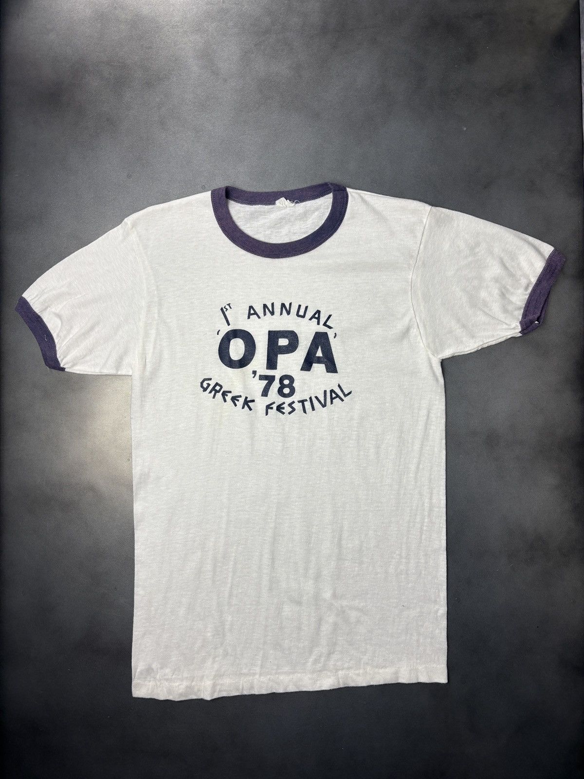 Vintage Vintage Greek Festival OPA! Tee 1970s Ringer Tee Thin Thrash Size US S / EU 44-46 / 1 - 13 Thumbnail