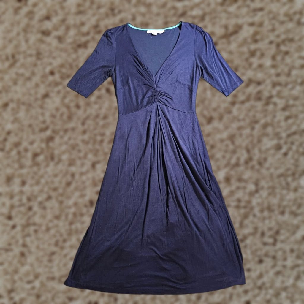 Boden Boden Dress Womens 4 Navy Blue V Neck Short Sleeve A-Line Stretch Casual Retro Fashion Shirt? Size 27" / US 4 / IT 40 - 1 Thumbnail