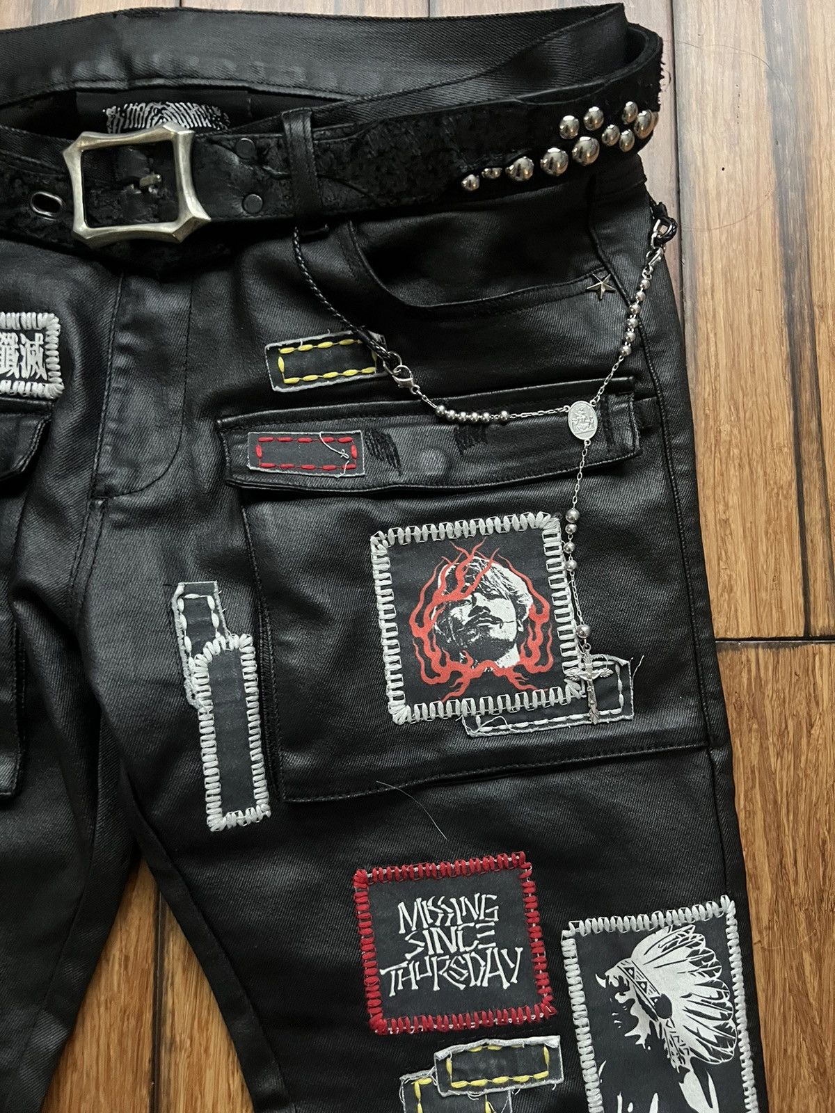 Missing Since Thursday MST Black Tar Punk Patchwork Denim City Morgue Size US 36 / EU 52 - 2 Thumbnail