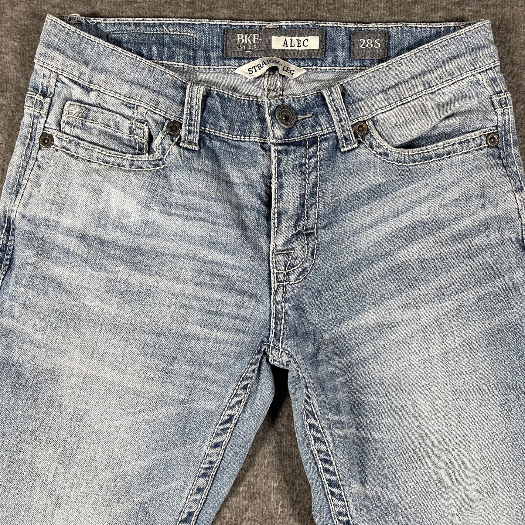 BKE BKE Alec Jeans Mens Slim Straight Leg Light Wash Denim 29x29 Stretch Cotton Zip Fly Pockets Regular Inseam 29 Men Size US 28 / EU 44 - 2 Thumbnail