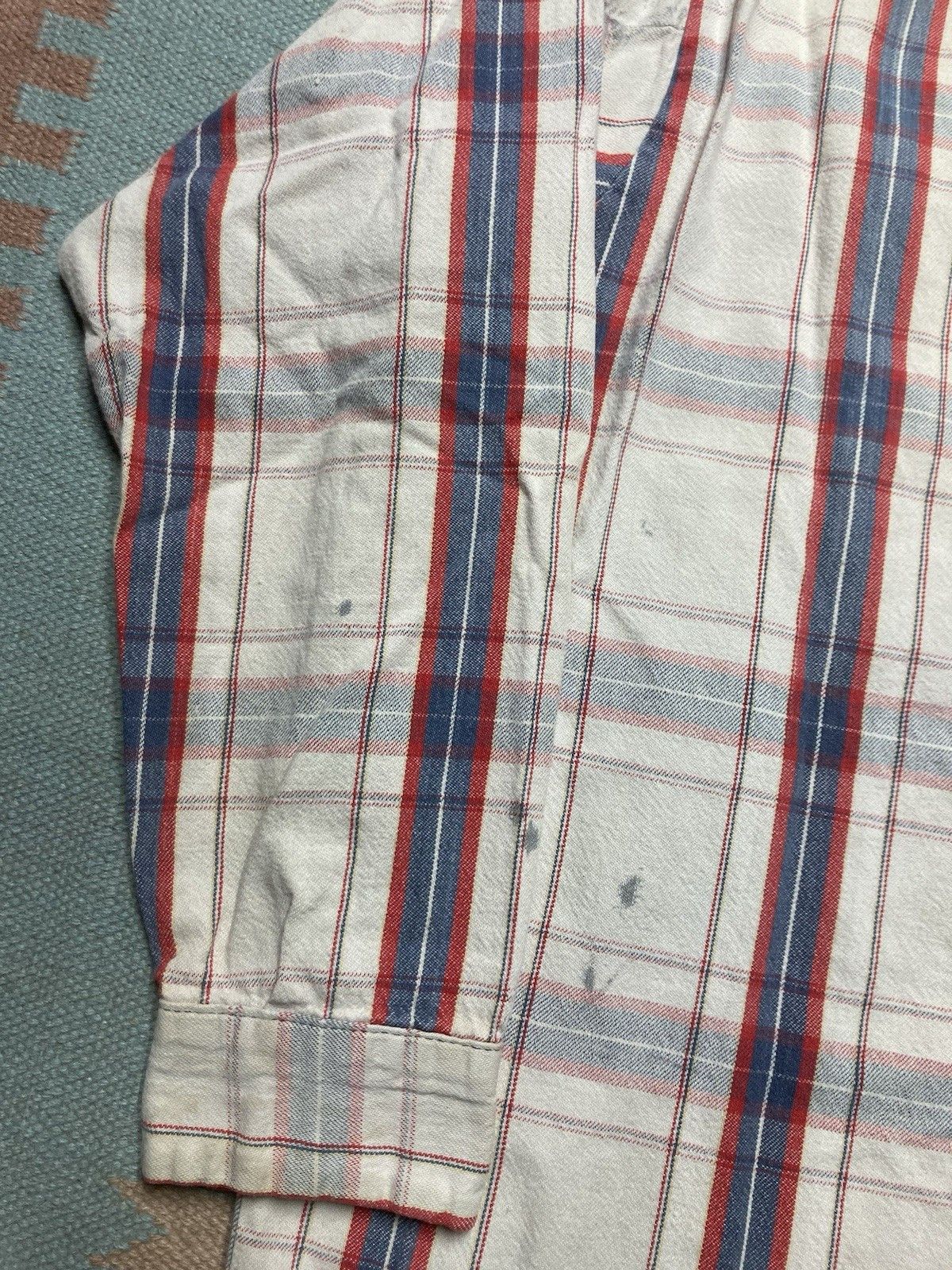 Vintage 70s Mr Leggs flannel shirt cotton plaid farm repaired XL Size US XL / EU 56 / 4 - 8 Thumbnail