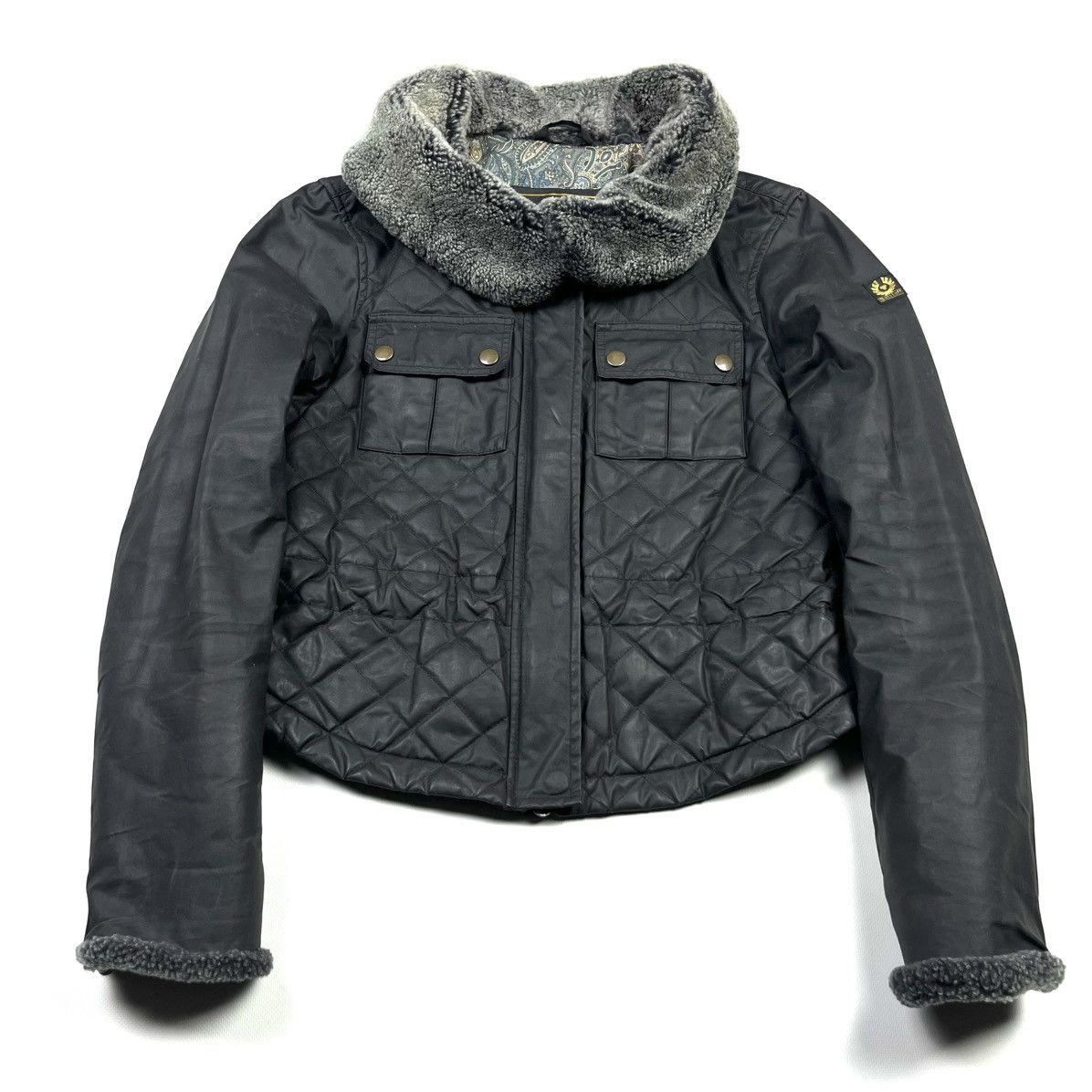 Belstaff × Vintage Belstaff Gold Label Waxed Jacket With Fur Black Size M / US 6-8 / IT 42-44 - 2 Thumbnail