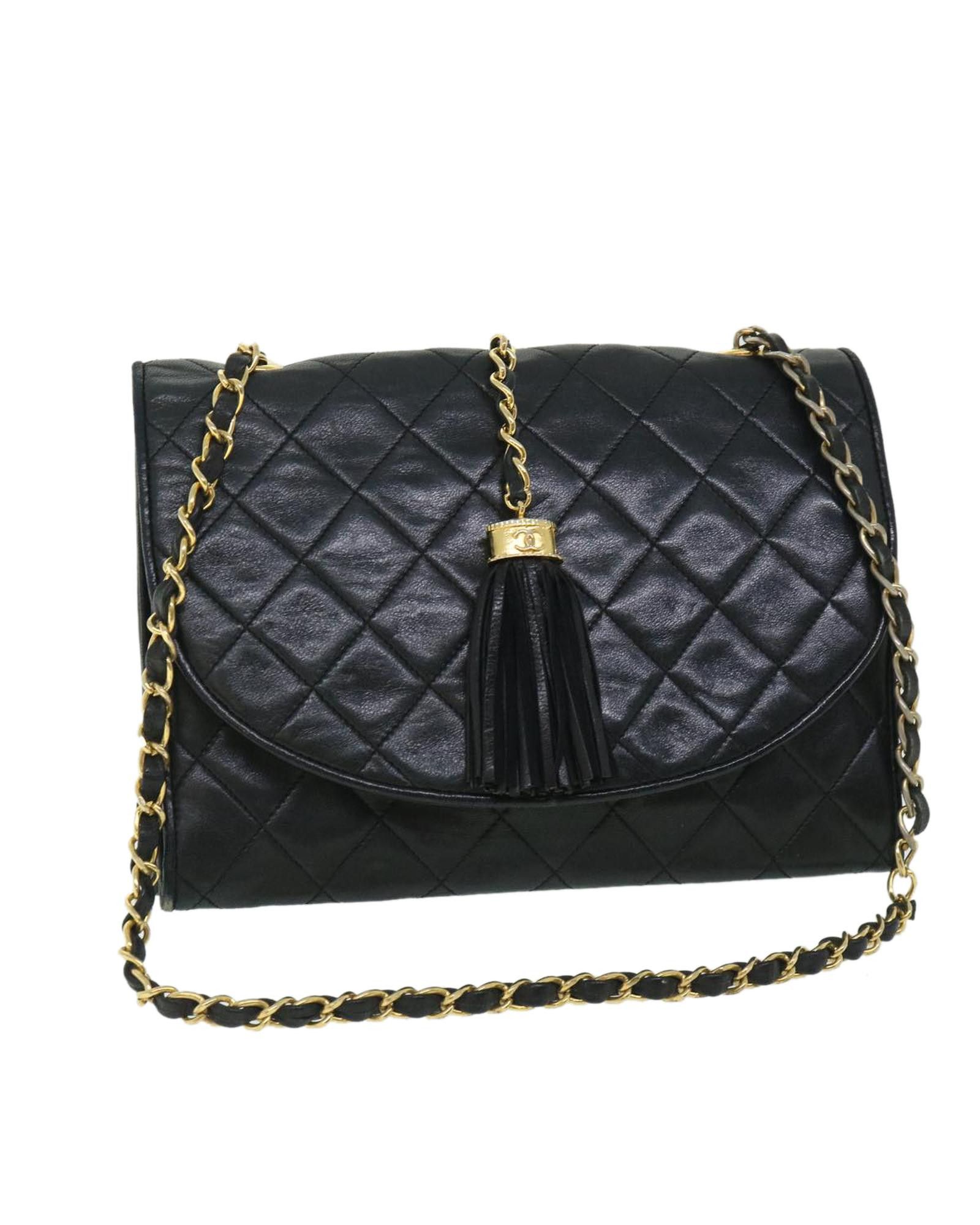 image of Chanel Black Lamb Skin Chain Shoulder Bag, Women's