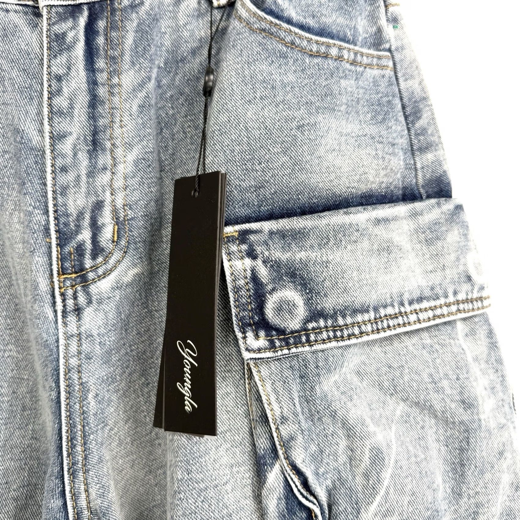 YoungLA VINTAGE Youngla Carryall Jeans Womens Medium Jeans Blue Denim Cargo Pocket Wide-Leg 28in 32in 13in Rise Girls Womens Size 32" / US 10 / IT 46 - 5 Thumbnail