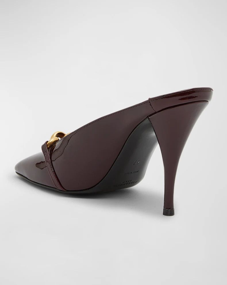 Saint Laurent Paris o1s1wg111024 Maillon Chain Leather Mule Pumps Red Bordeaux Size US 7.5 / IT 37.5 - 2 Thumbnail