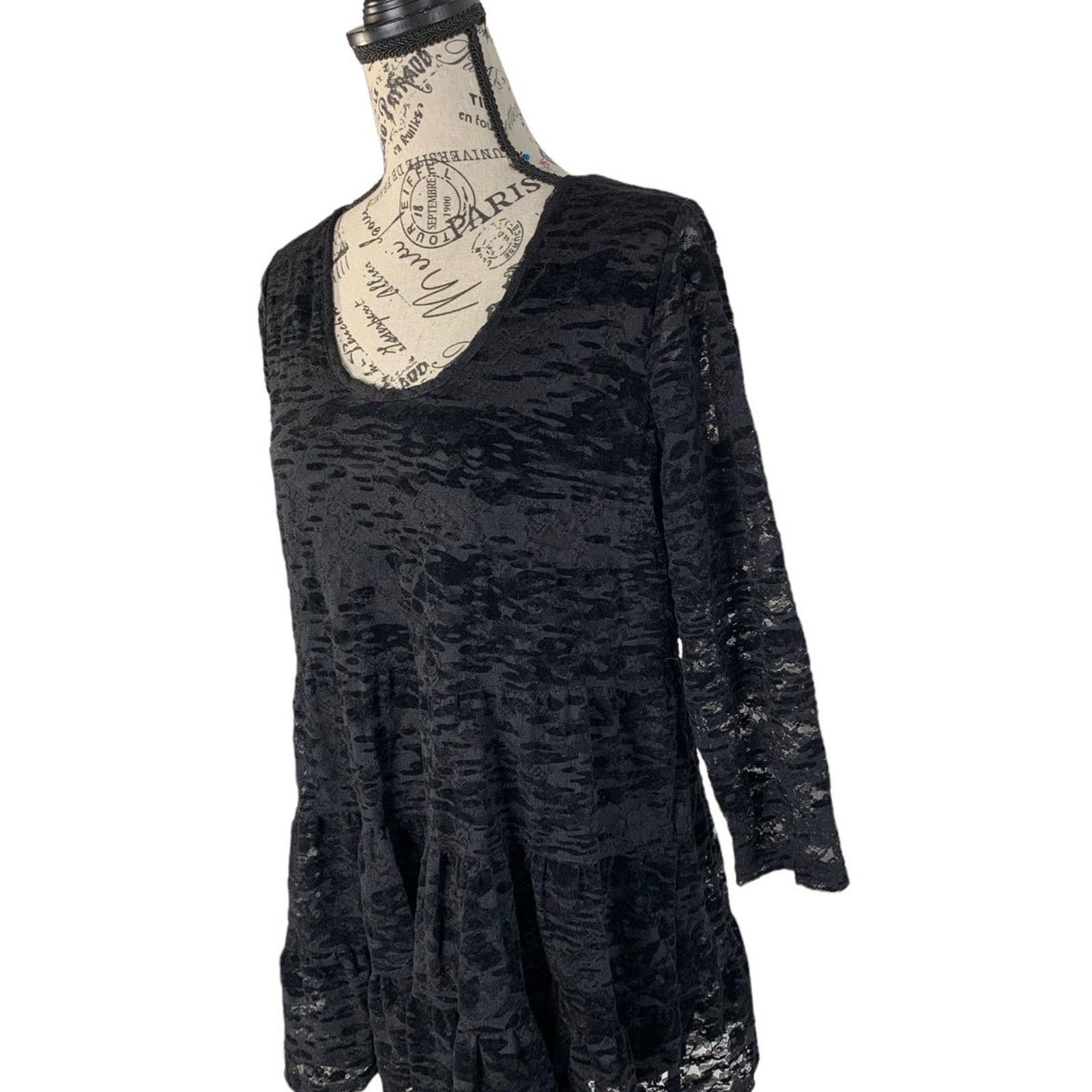 American Rag American Rag Women 's XL Top Black Retro Lace 3/4 Sleeve Size XL / US 12-14 / IT 48-50 - 12 Thumbnail