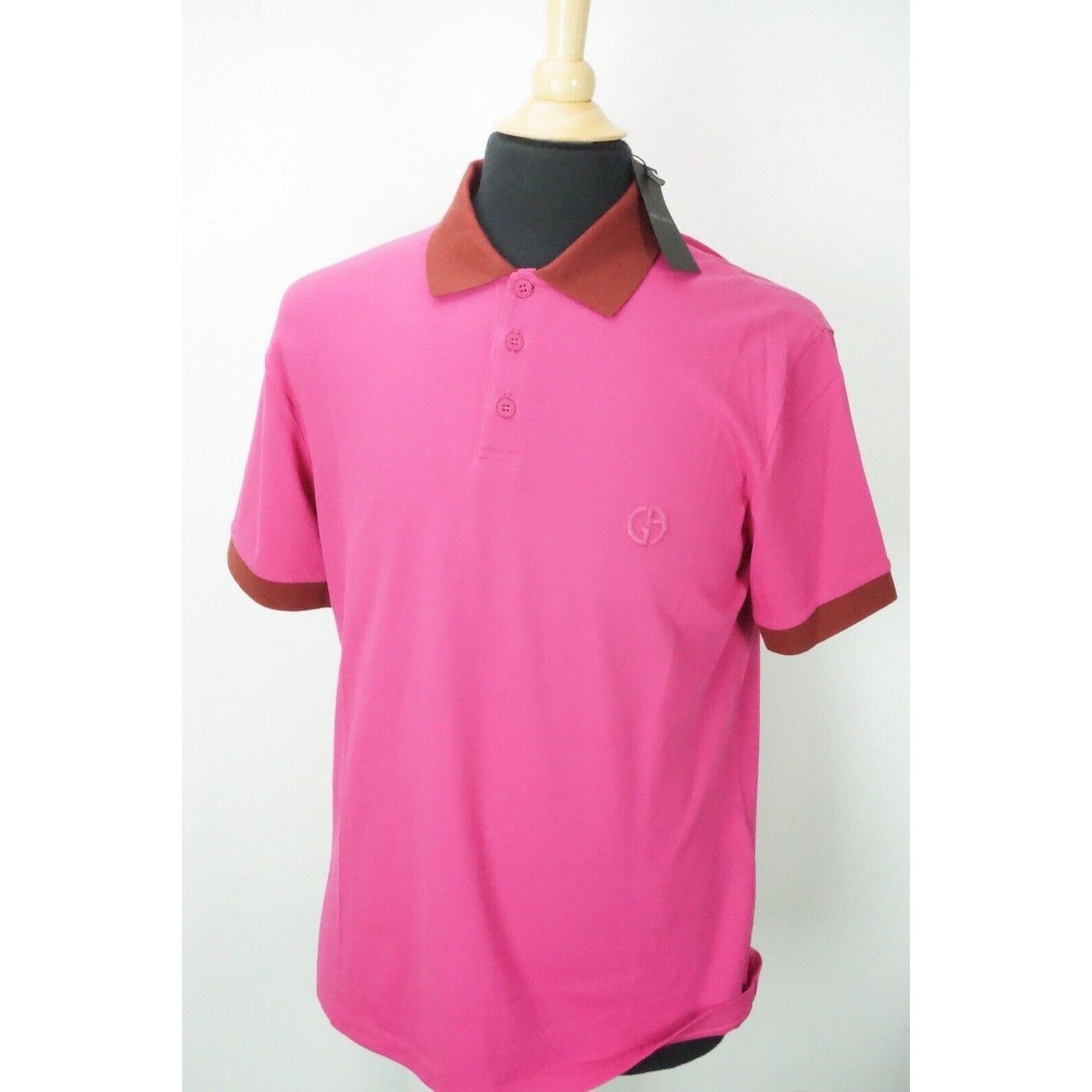 Giorgio Armani Giorgio Armani Black Label Pink Contrast 100% Cotton Polo Sh Size US M / EU 48-50 / 2 - 1 Thumbnail