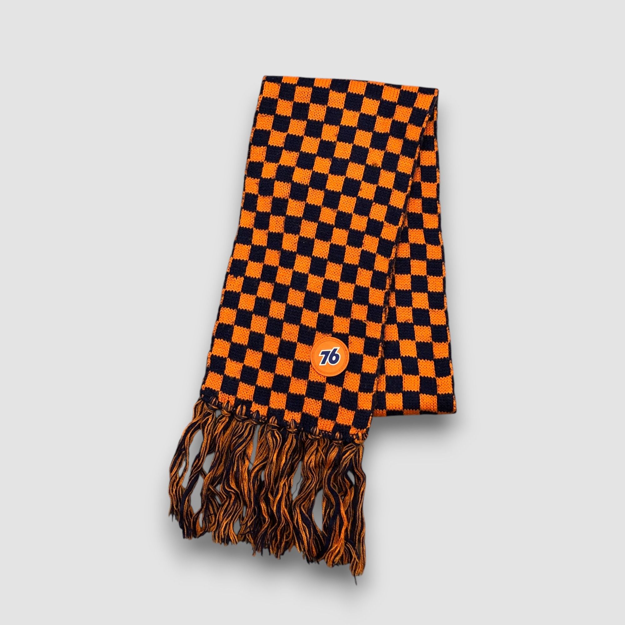 Vintage Vintage 76 Lubricant Scarf Muffler Knit Check Racing Scarves Size ONE SIZE - 2 Thumbnail