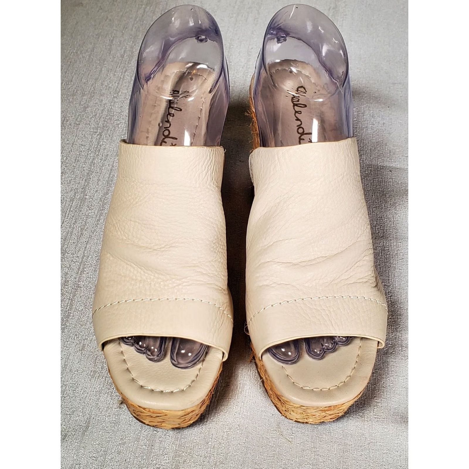 Splendid Splendid Theodore Cream Leather Raffia Peep-Toe Mules Women's Size US 9 M New Size US 9 / IT 39 - 5 Thumbnail