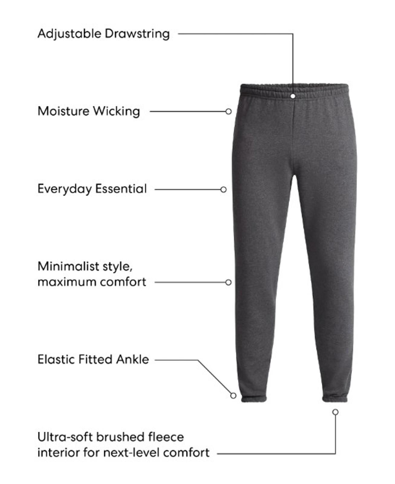 Other 2XL (44-46) Men's Sweat Pants Charcoal Gray Athletic Size US 40 / EU 56 - 2 Thumbnail